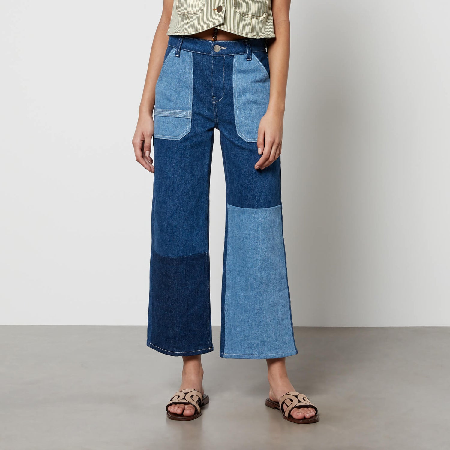 Seventy + Mochi Elodie Stretch-Denim Cropped Flared Jeans