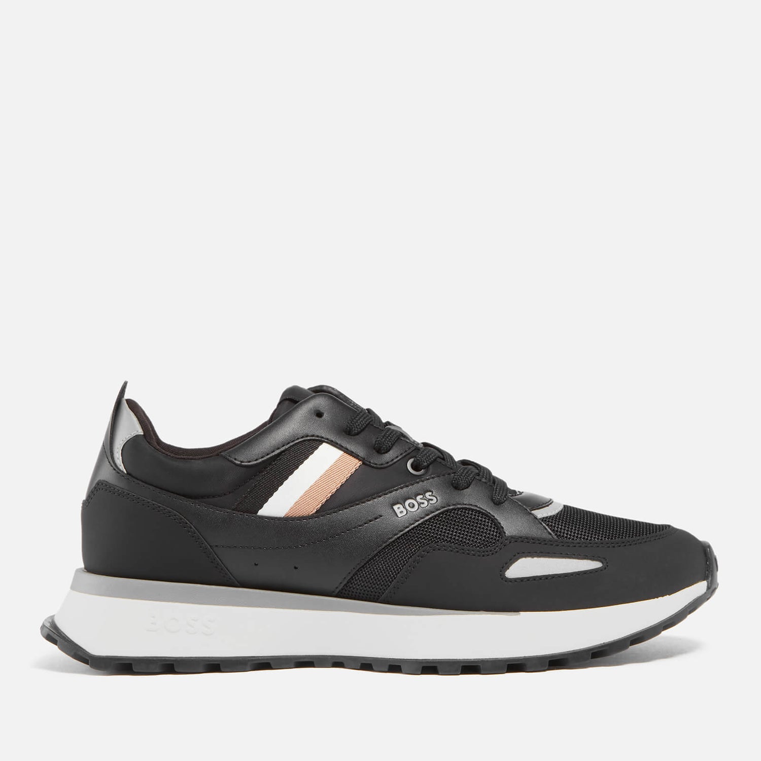 BOSS Men's Jonah Runn Mesh and Faux Leather Trainers