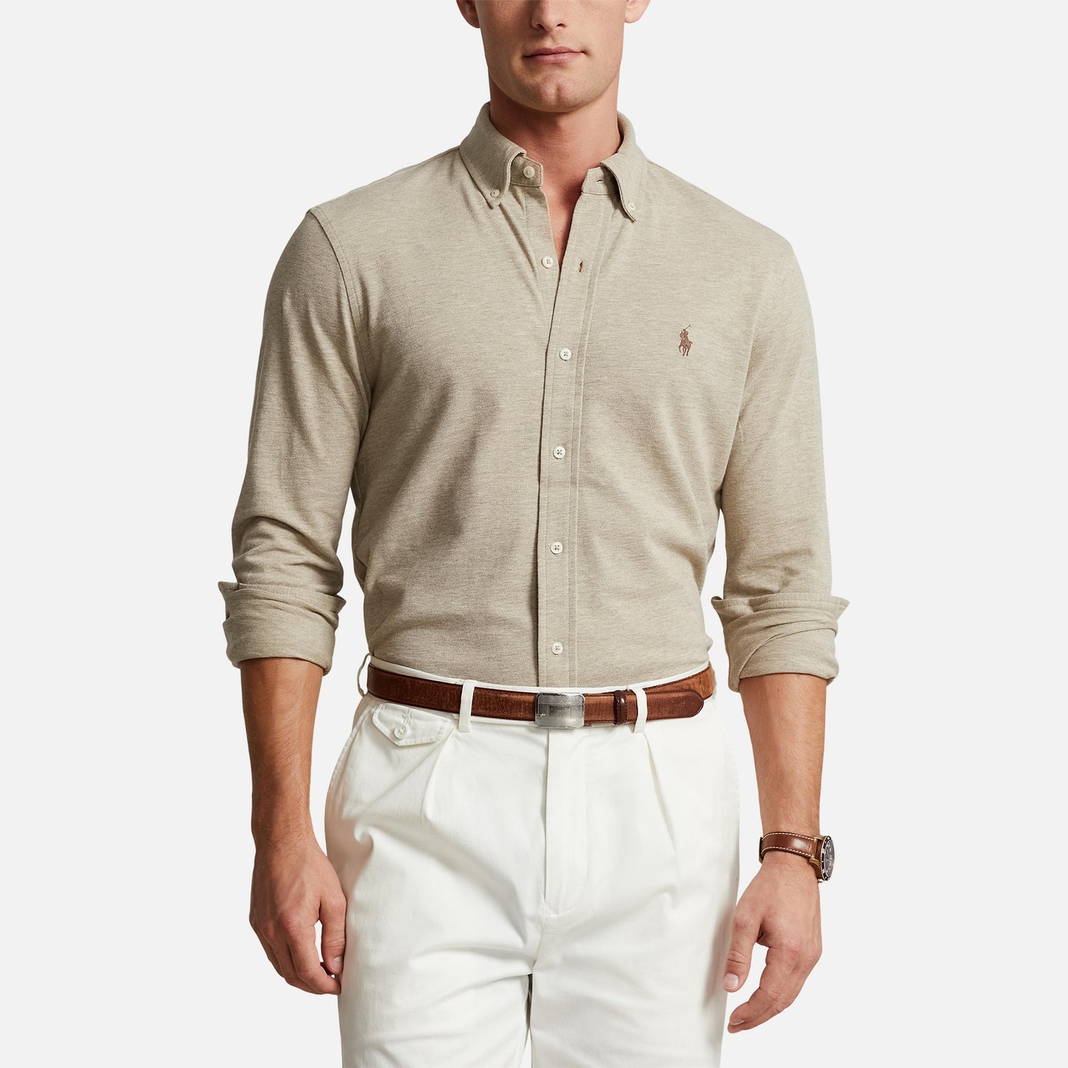 Polo Ralph Lauren Featherweight Piqué-Hemd - Tuscan Beige Heather - XL