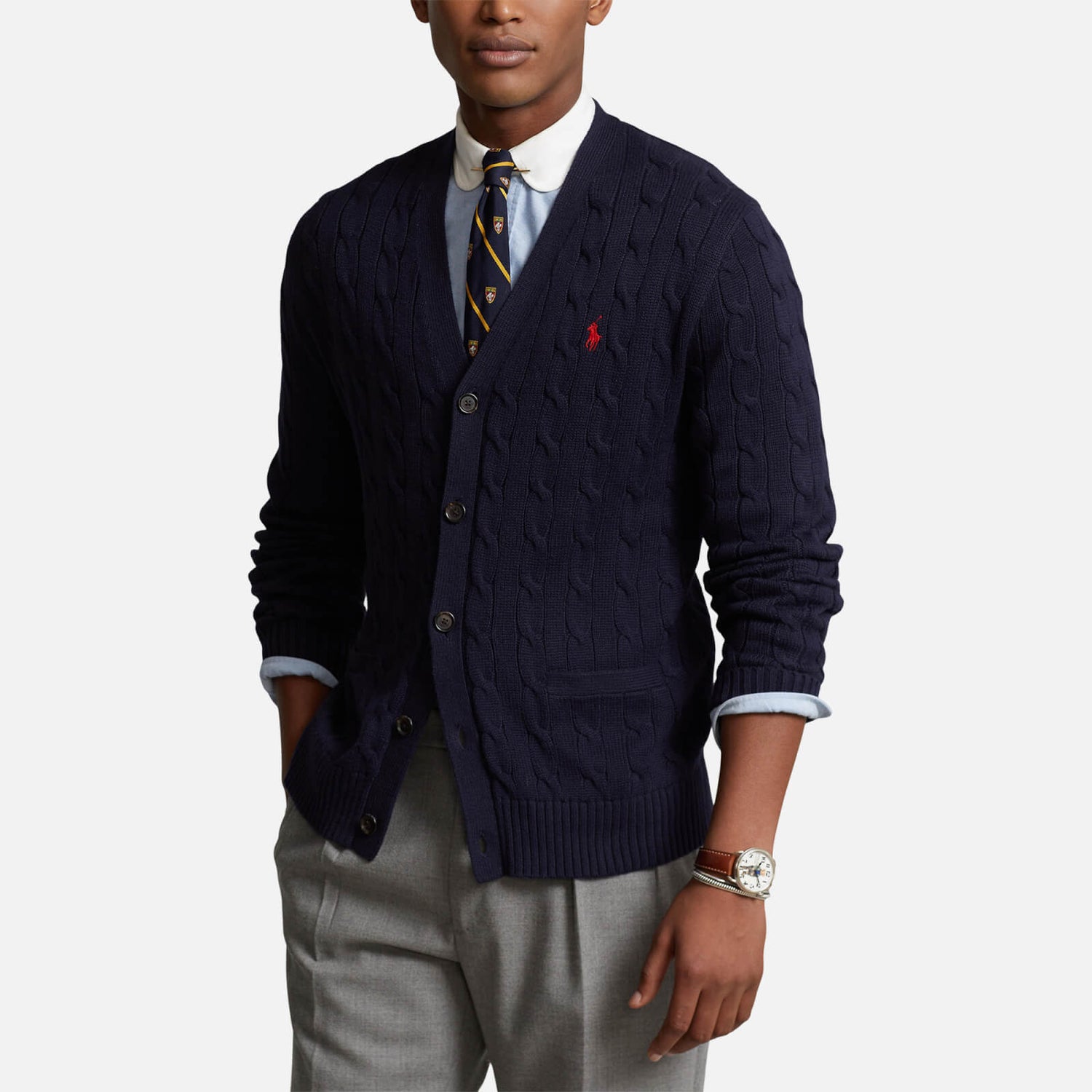 Polo Ralph Lauren Roving Cable-Knit Cotton Cardigan - S