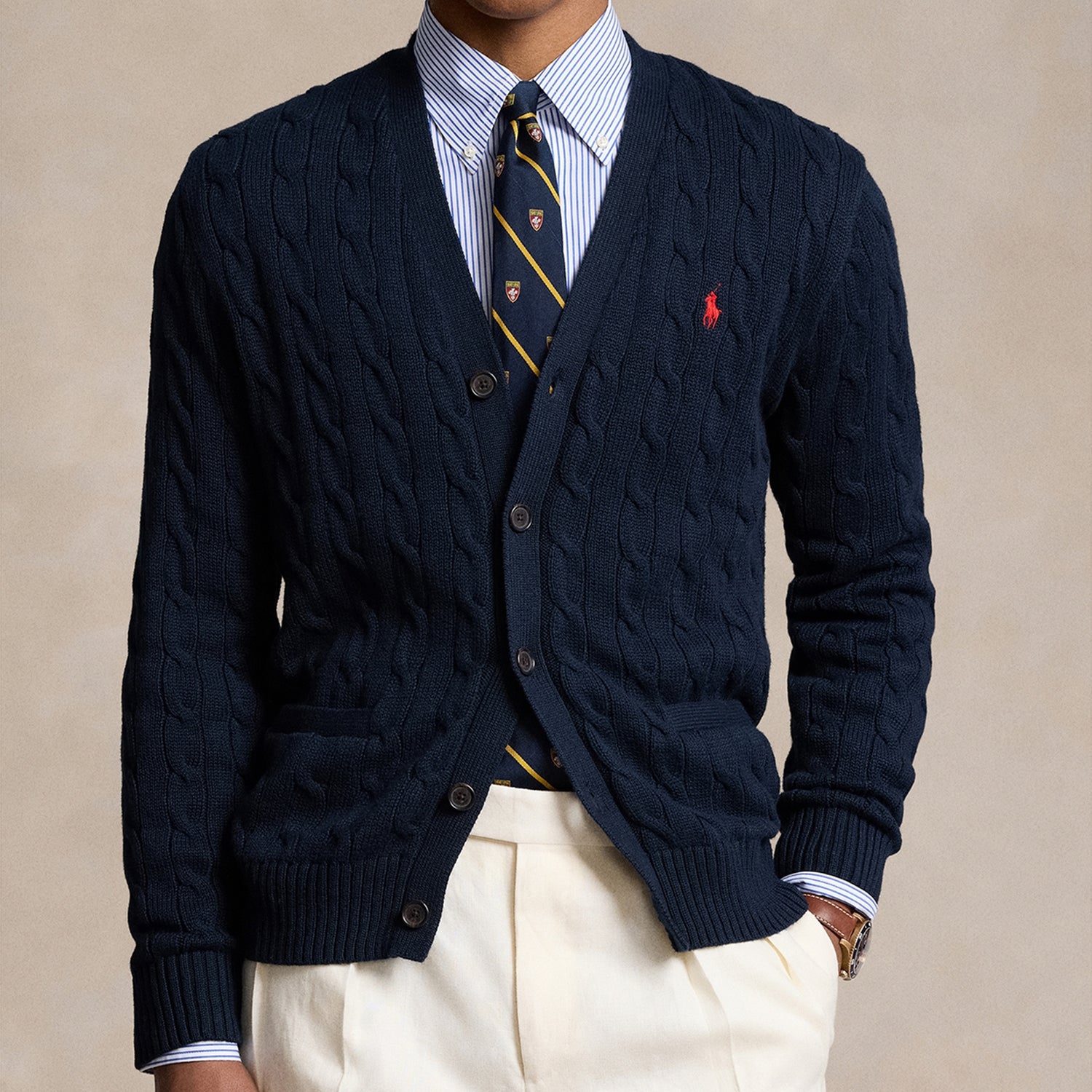 Polo Ralph Lauren Roving Cable-Knit Cotton Cardigan - XXL