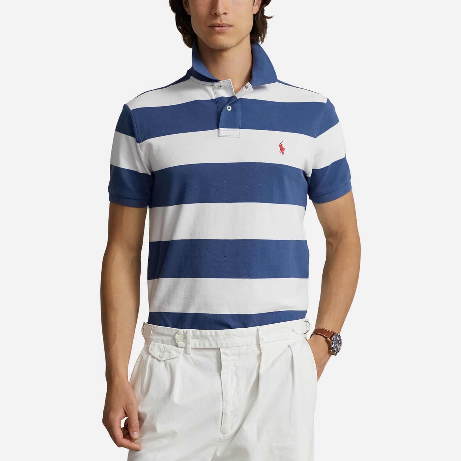 Polo Ralph Lauren Custom Slim-Fit Striped Cotton Polo Shirt - XL