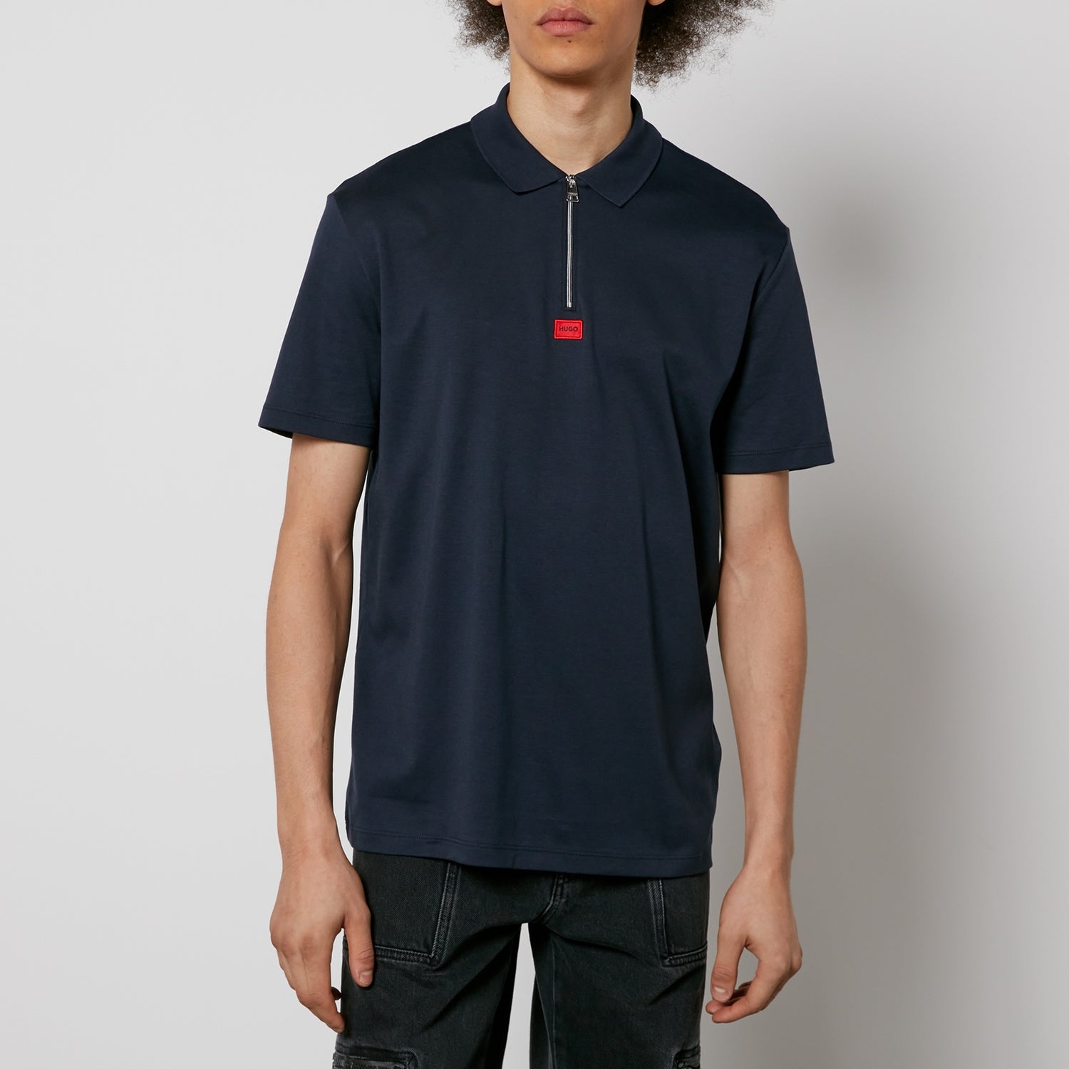 HUGO Deresom241 Cotton-Jersey Quarter-Zip T-Shirt - S