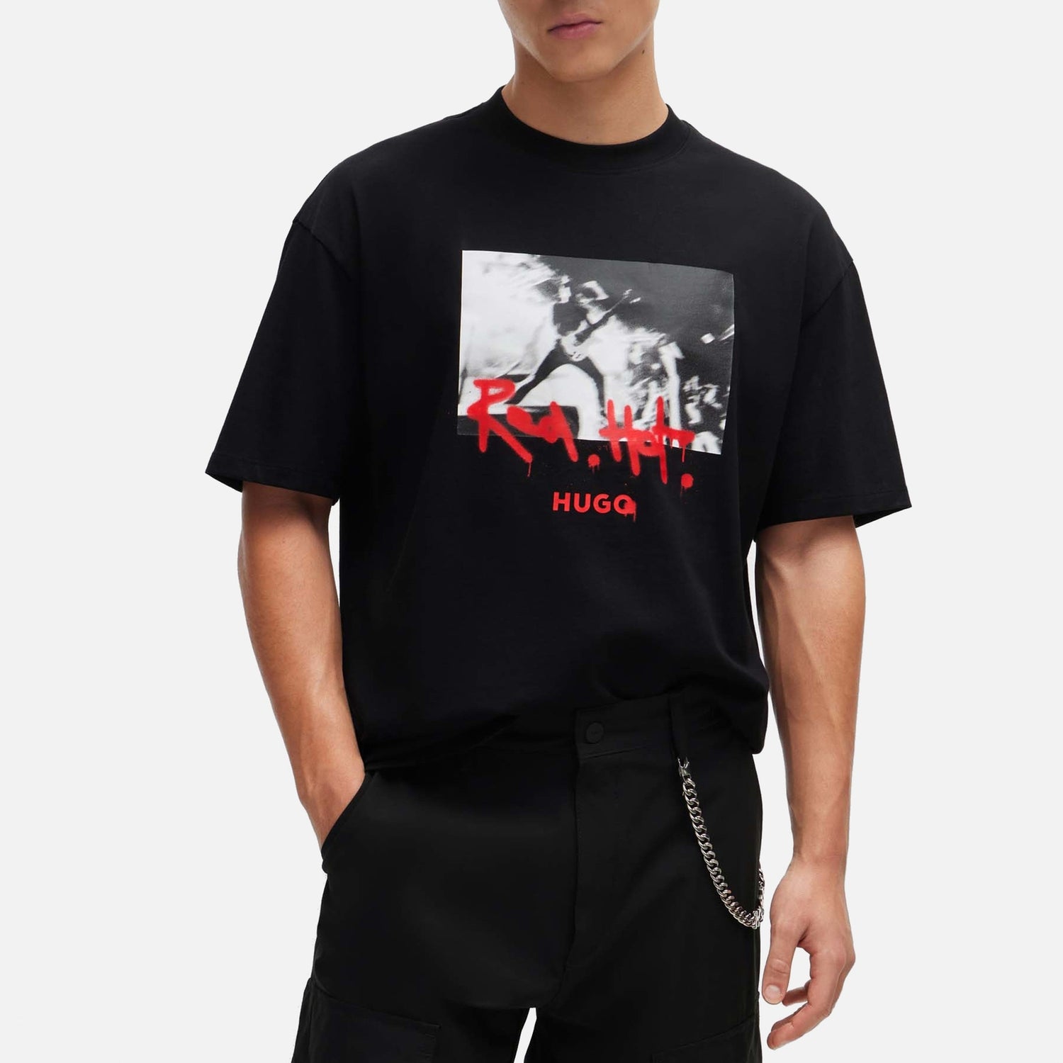 HUGO Domenade Graphic Print Cotton-Jersey T-Shirt - XL