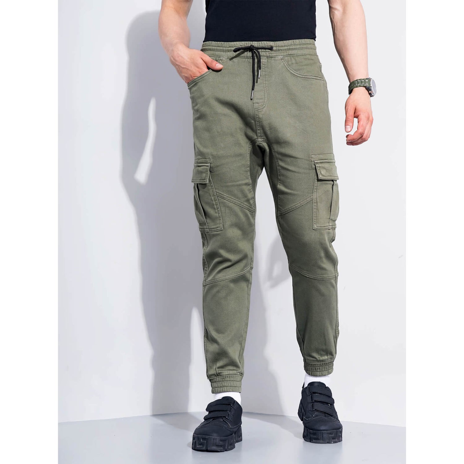 Olive Cargo Trousers Celio