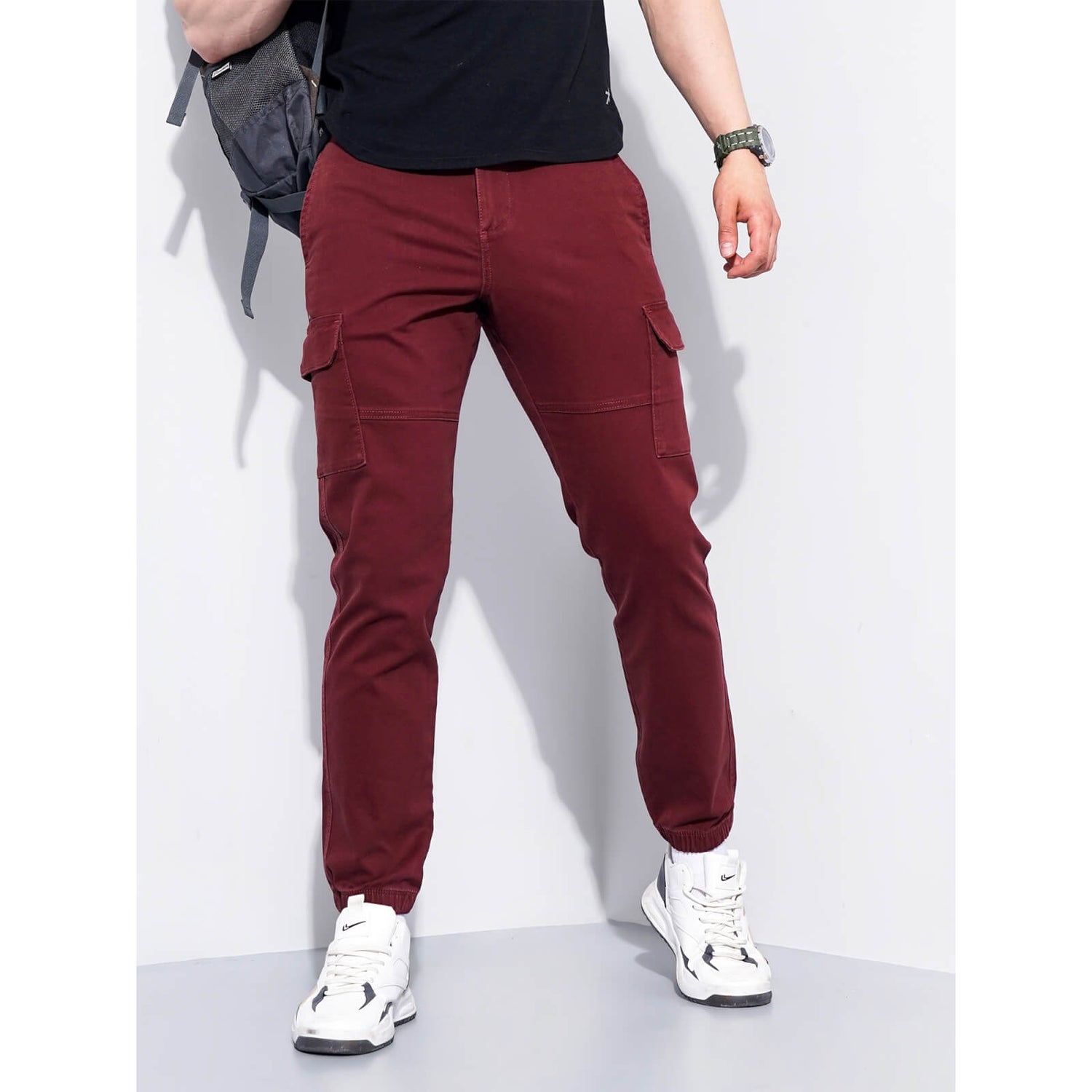 Buy House of RP Men's Cotton Maroon Slim Fit Solid Cargos, Casual Trousers  with Cargo Pockets Online at Best Price | Distacart