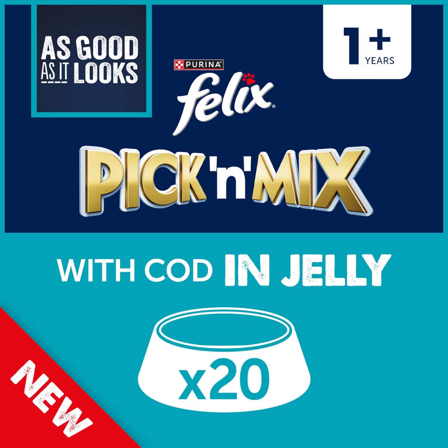 Felix As Good As It Looks Adult Wet Cat Food with Cod in Jelly 20x100g
