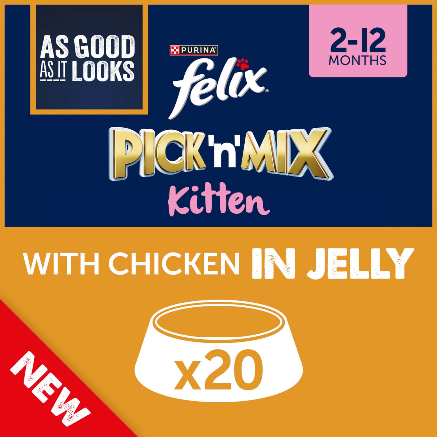 Felix Kitten As Good As It Looks Wet Cat Food with Chicken in Jelly 20x100g