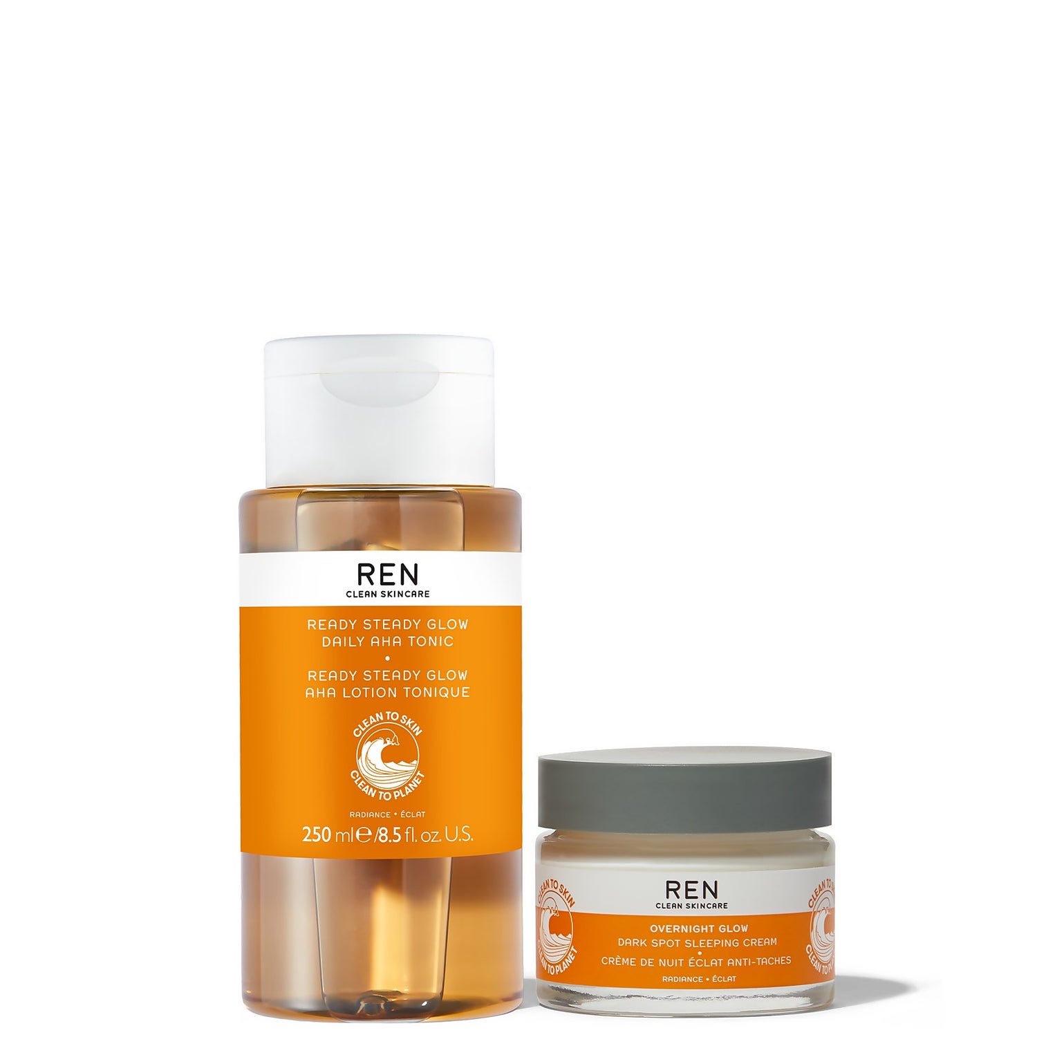 REN Clean Skincare Ready Steady Glow and Overnight Glow Set (Worth £84.00)