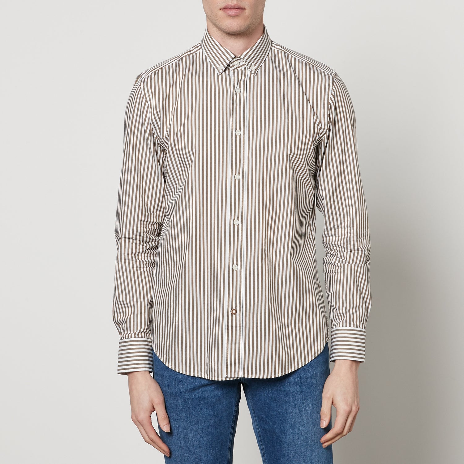 BOSS Black C-Hal Striped Cotton-Jacquard Shirt - EU 38/15cm