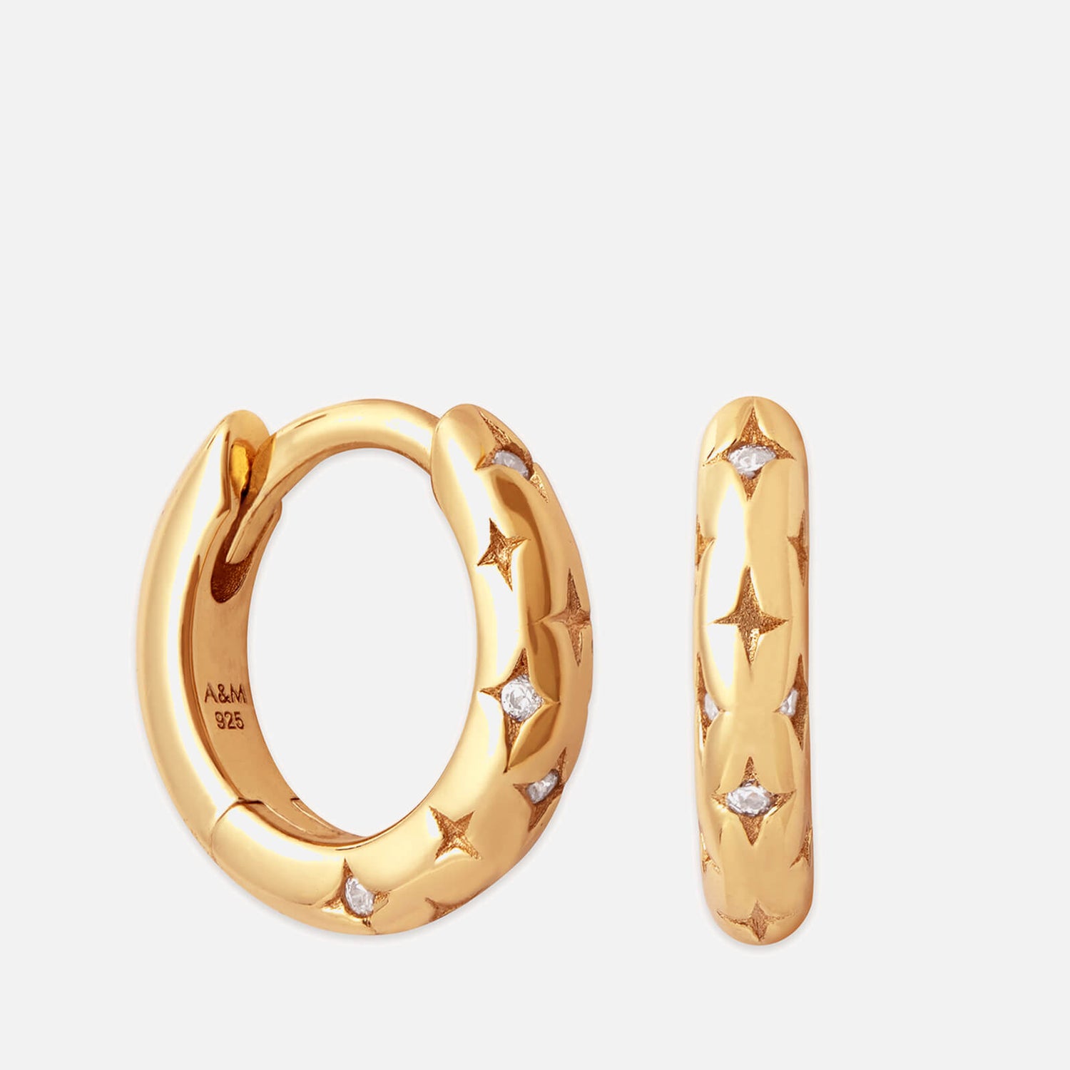 Astrid Miyu Gold Plated Sterling Silver Cosmic Star Bold Huggie
