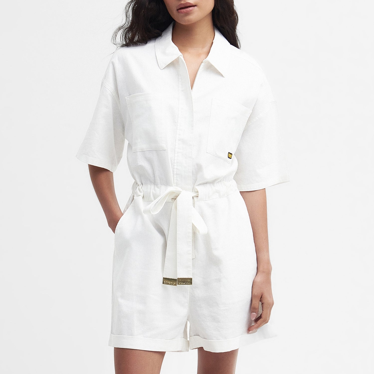 Barbour International Rosell Linen and Cotton-Blend Playsuit - UK 14