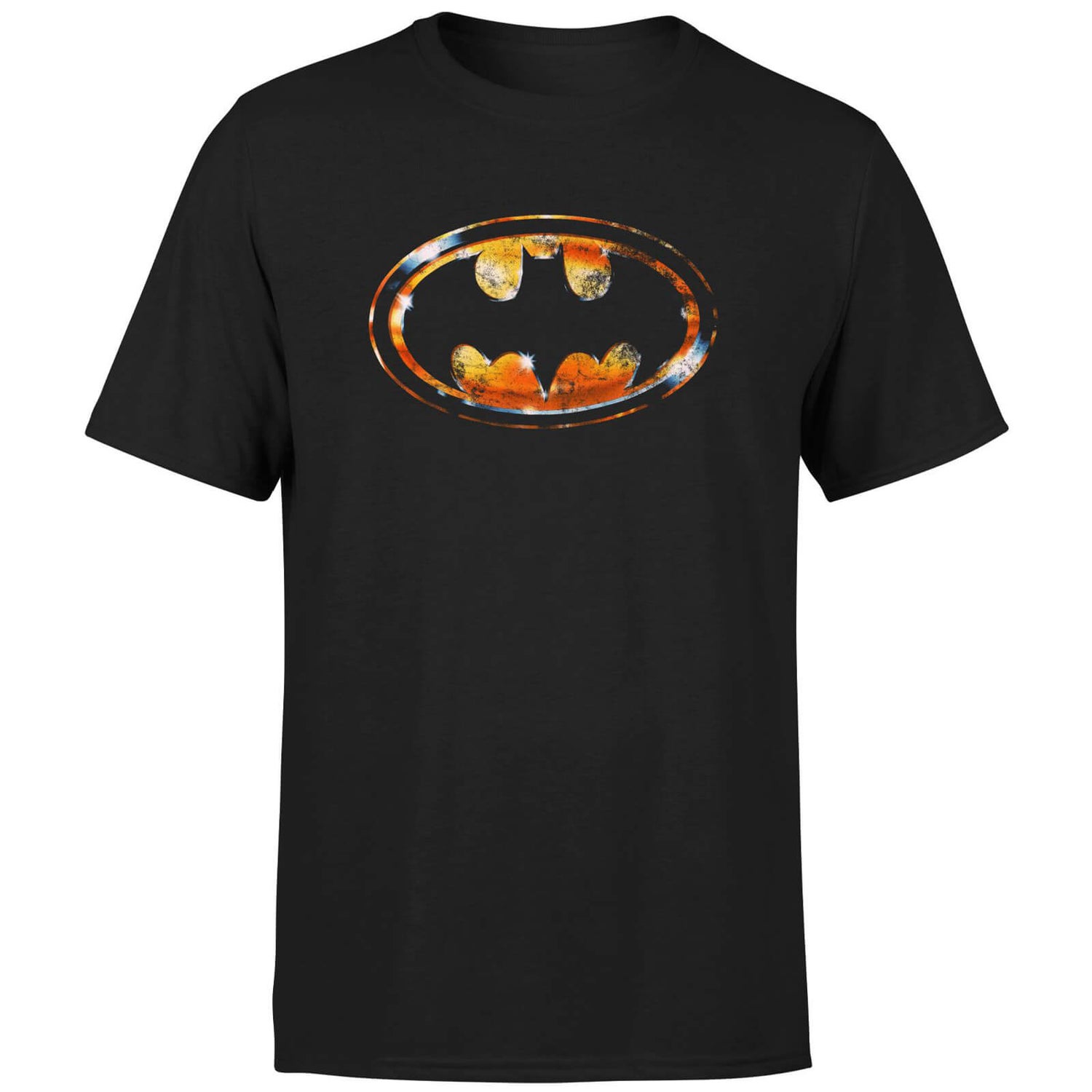 BATMAN Bat Logo Distressed Men's T-Shirt - Black