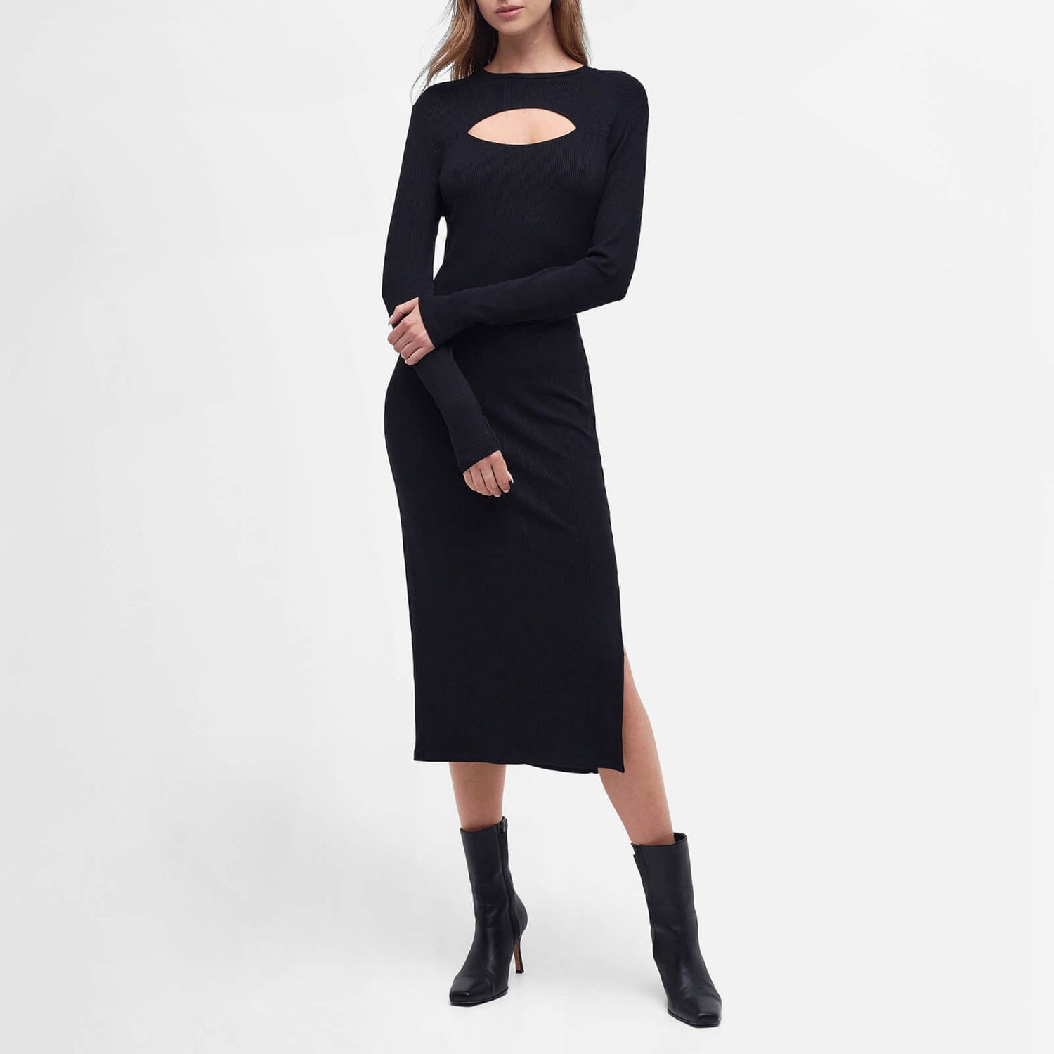 Barbour International Nebula Cut-Out Ribbed-Knit Dress