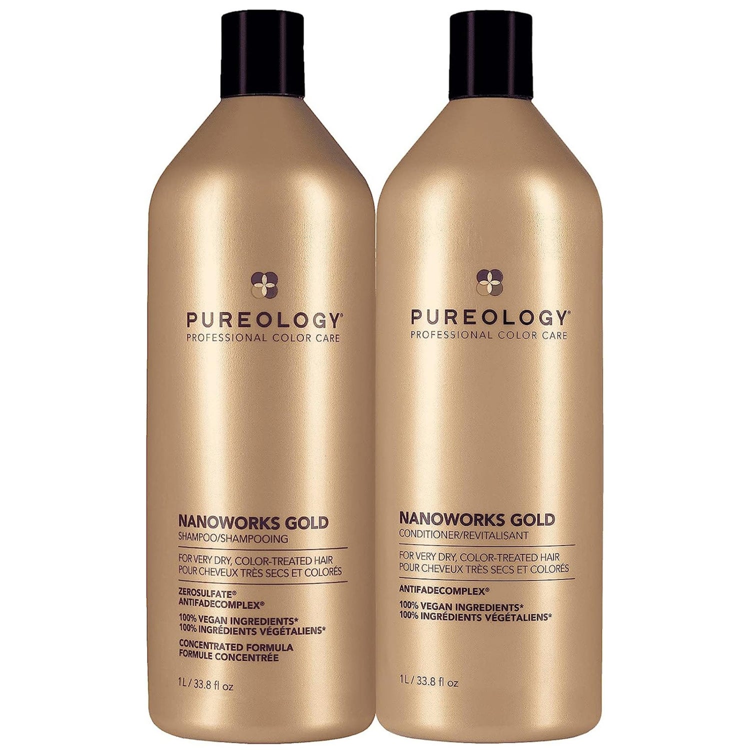 Pureology Nanoworks Gold Shampoo 1000ml and Conditioner 1000ml Routine For Very Dry, Colour Treated Hair