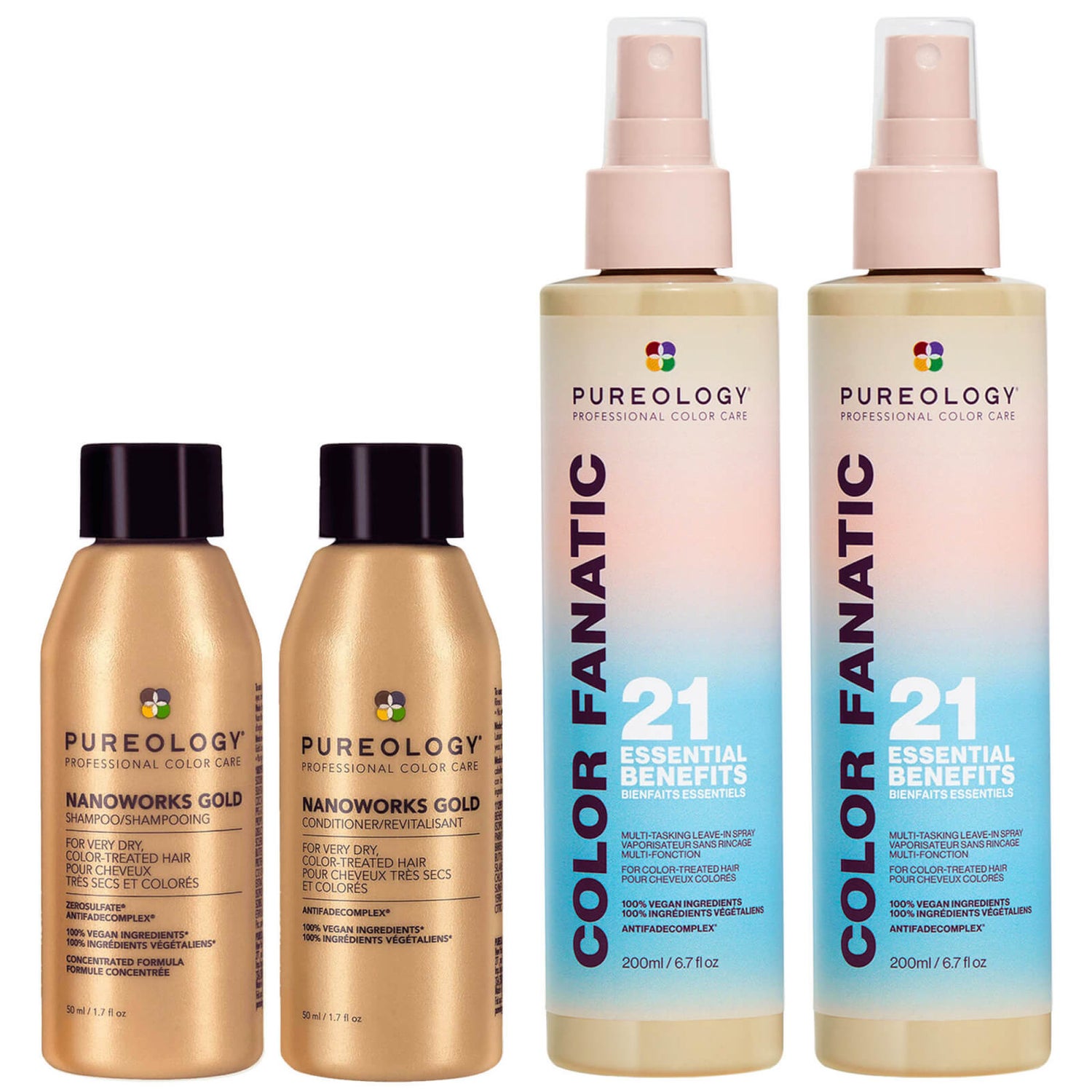 Pureology Color Fanatic Nanoworks Gold Mini Shampoo and Conditioner Routine Duo for Very Dry Hair