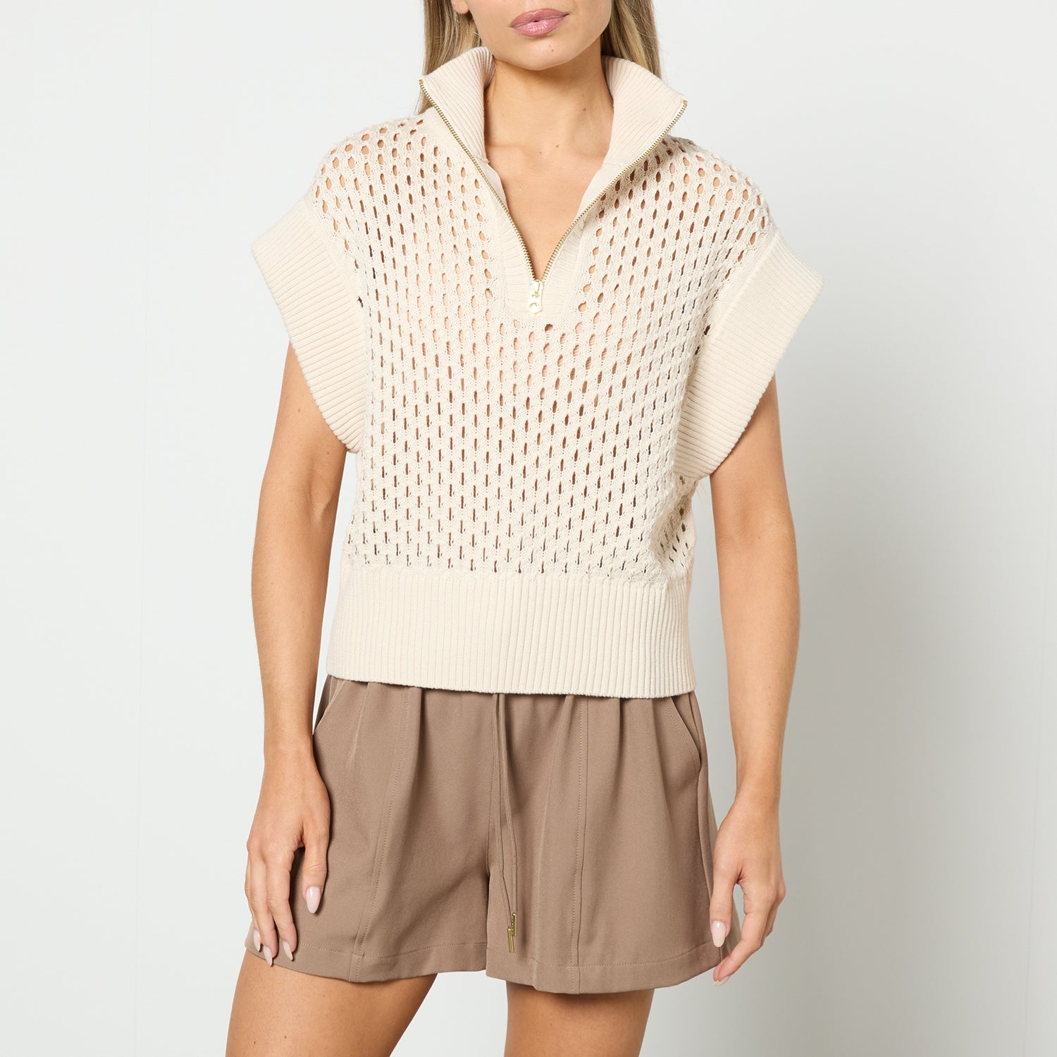 Varley Gaines Cotton Open-Knit Top - L