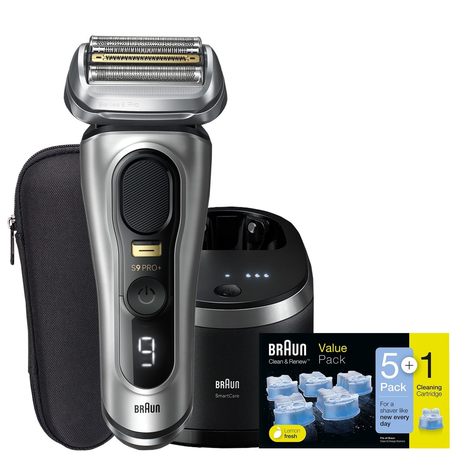 Braun Series 9 Pro+ 9567cc Elektrorasierer, Reinigungskartuschen 5+1er-Pack