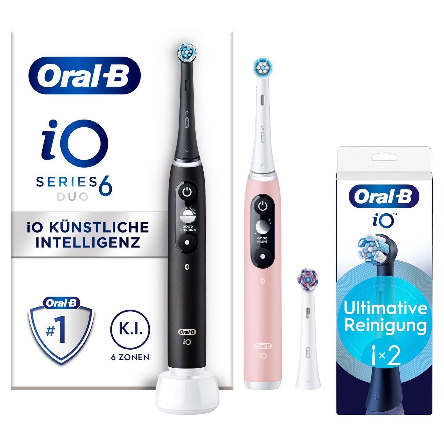 Oral-B iO Series 6 Duopack Elektrische Zahnbürste, Black Lava/Pink Sand