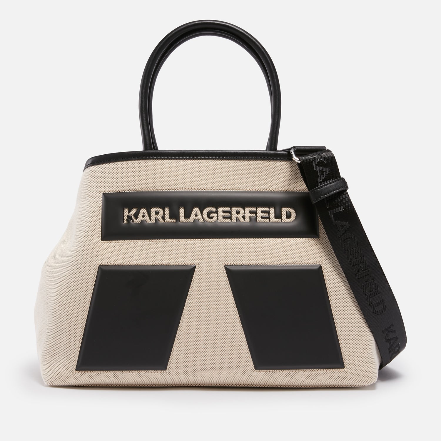 Karl Lagerfeld Icon K Medium Canvas and Faux Leather Tote Bag