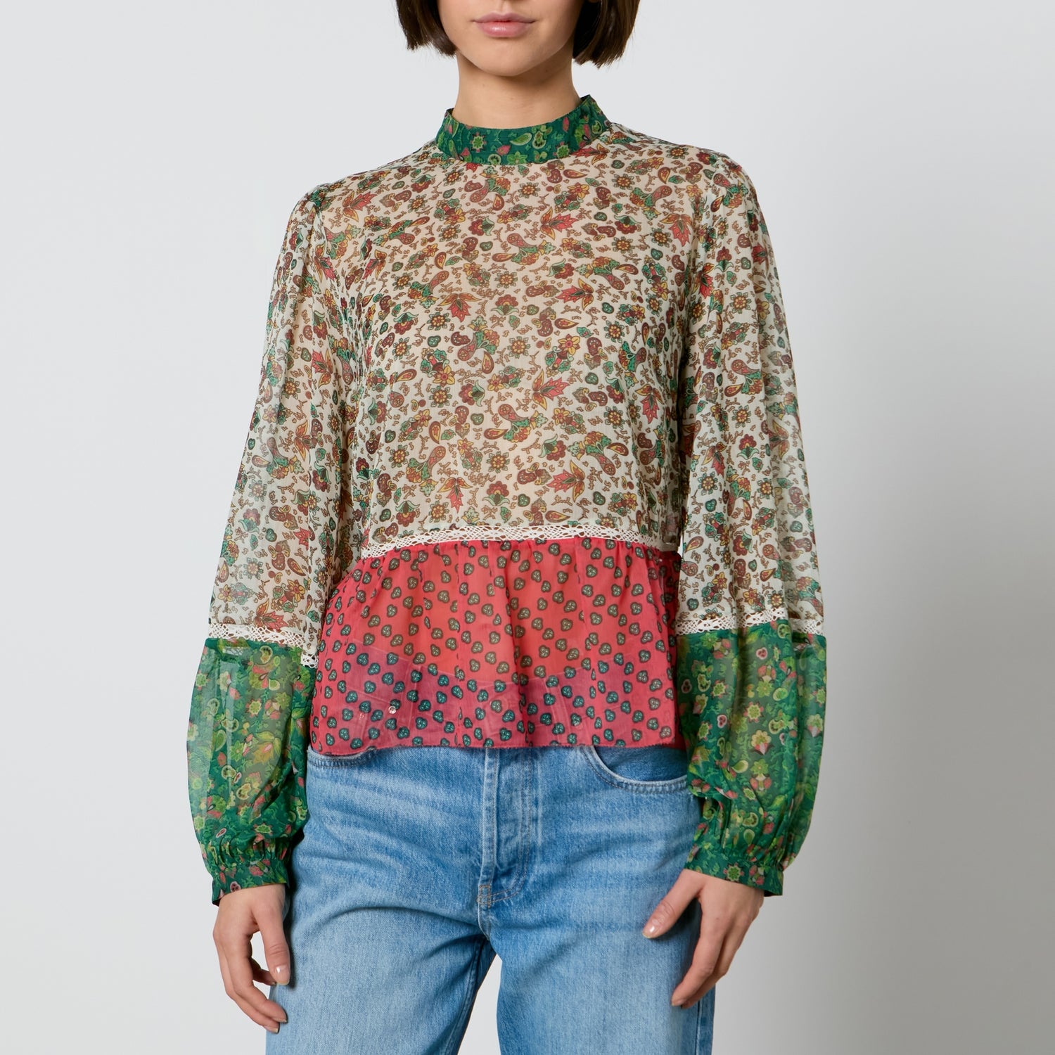 MAX&Co. Barni Floral-Print Chiffon Blouse - UK 14