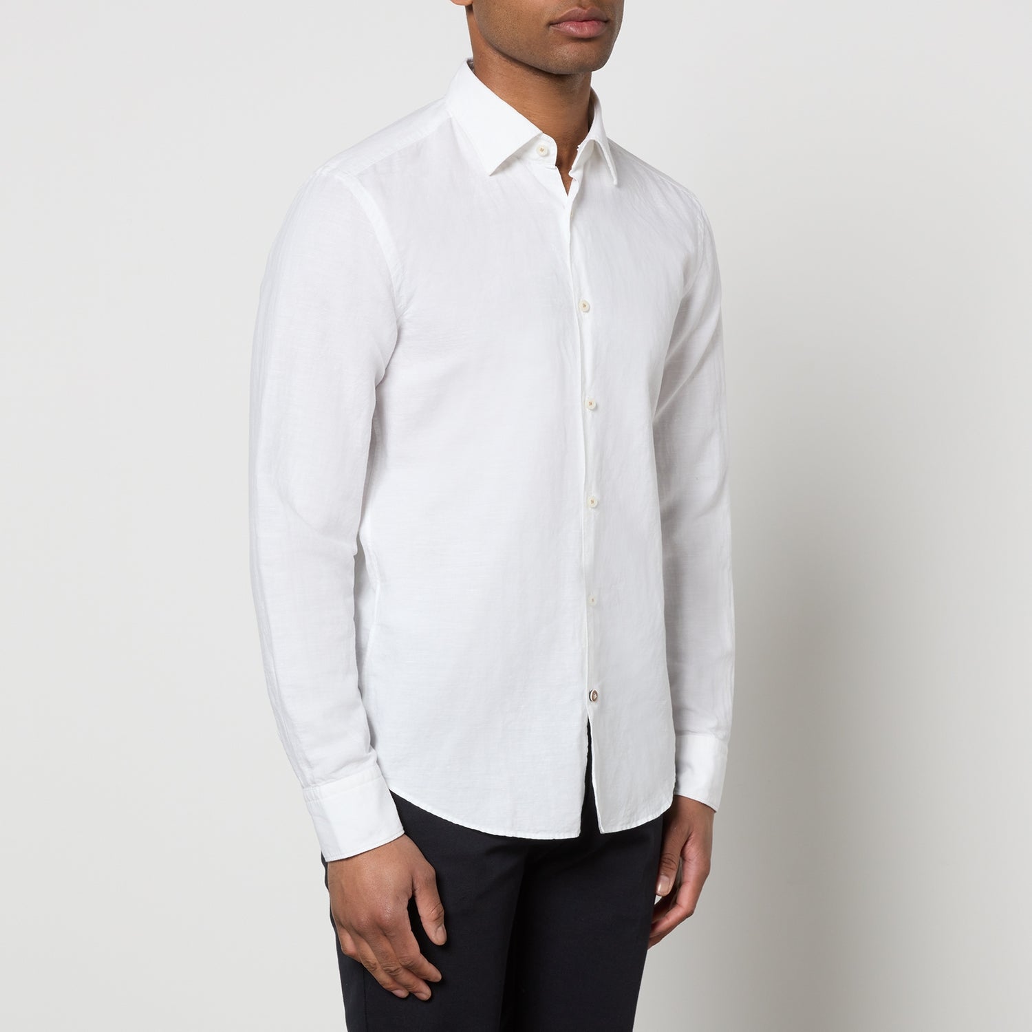 BOSS Black Hal-Kent Linen-Blend Shirt - S