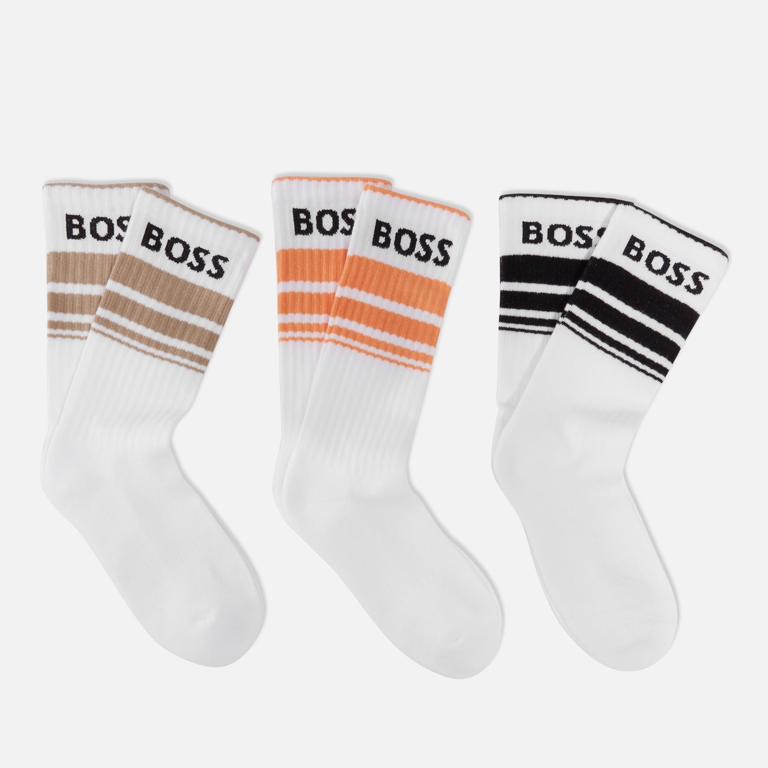 BOSS Bodywear Three-Pack Jacquard Logo Cotton-Blend Socks - UK 9-UK 11