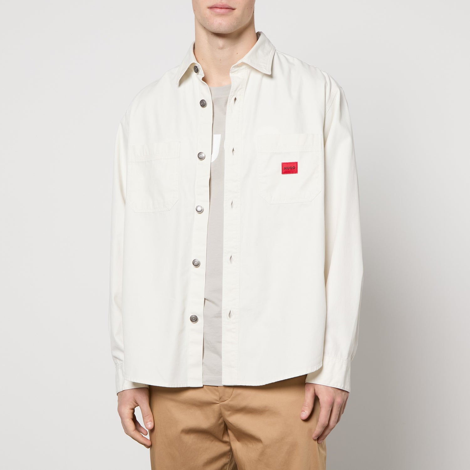 HUGO Erato Long Sleeved Cotton-Twill Shirt - S