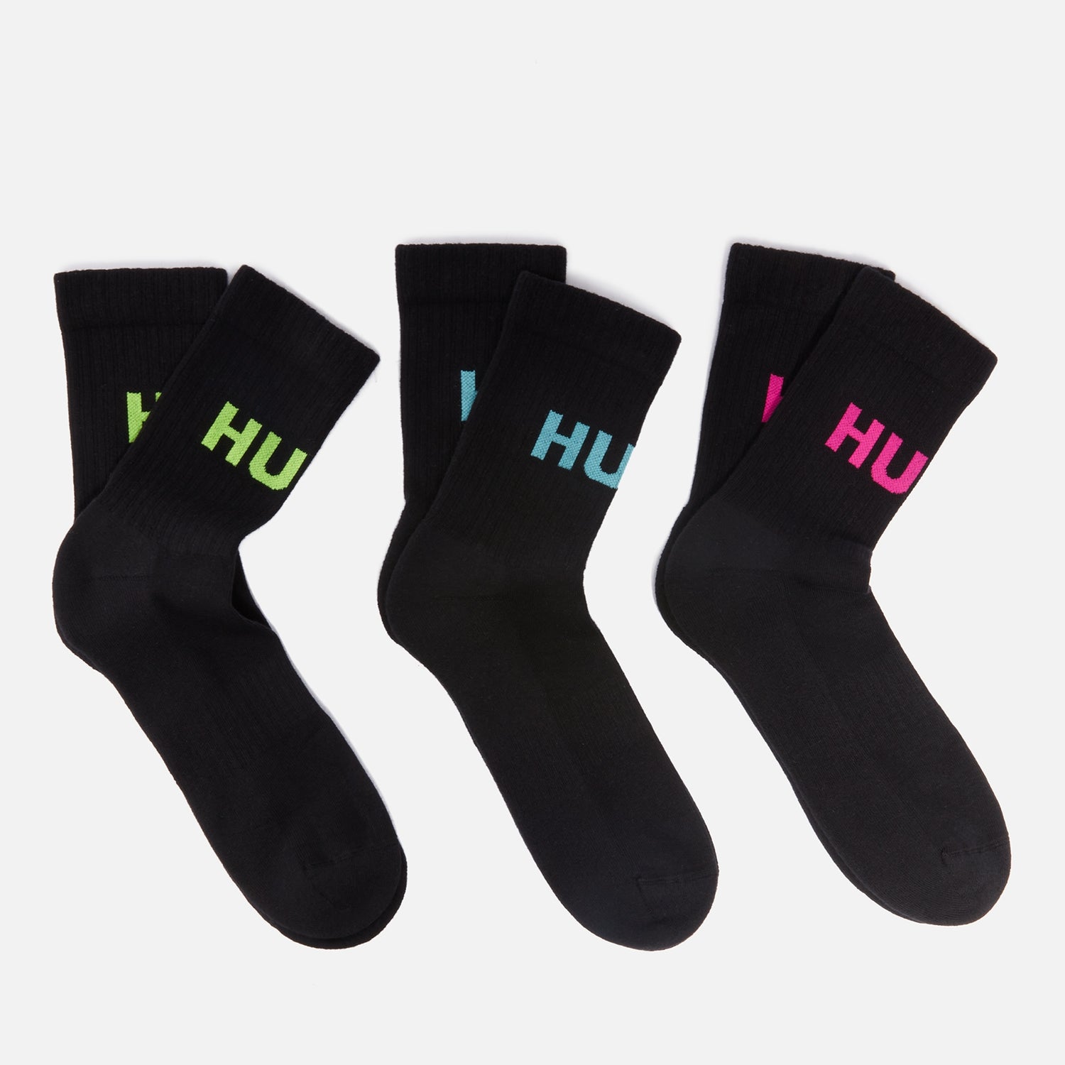HUGO Bodywear Three-Pack Logo-Jacquard Cotton-Blend Socks - UK 9-UK 11