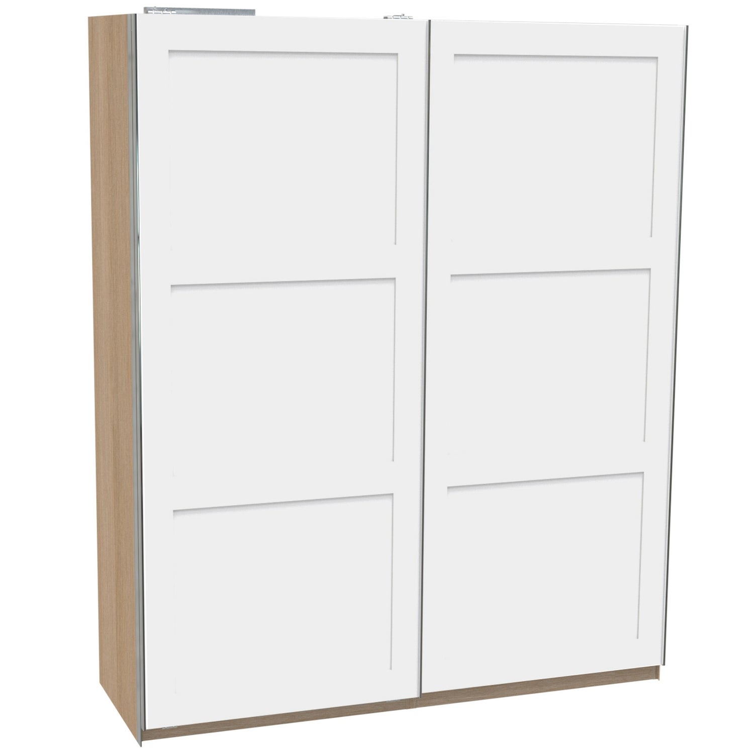 House Beautiful Realm Sliding Wardrobe Oak Effect Carcass White Shaker Sliding Doors W 1800 x H 2220mm