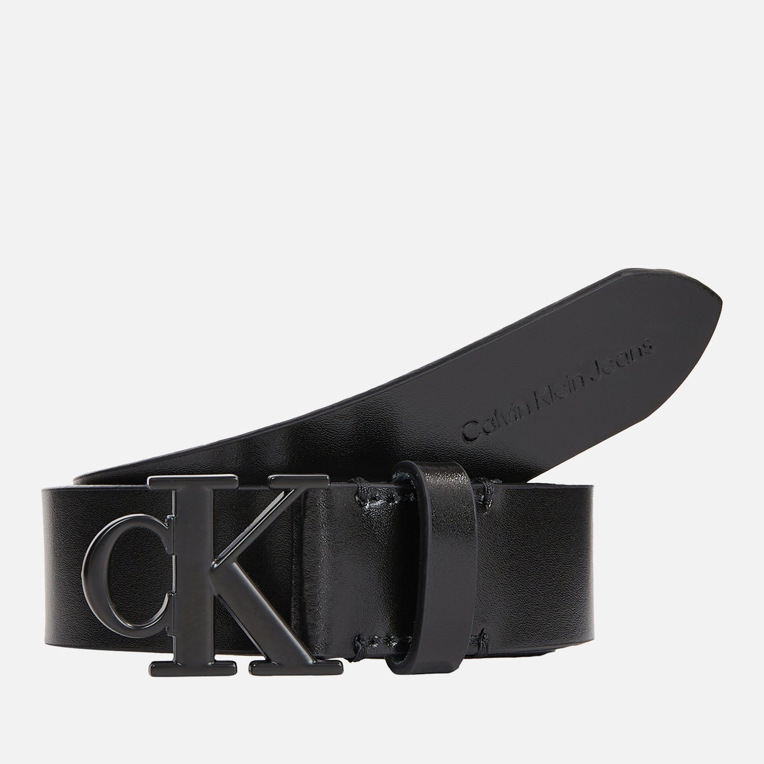 Calvin Klein Jeans Round Mono Pebble-Grained Leather Belt - 85cm