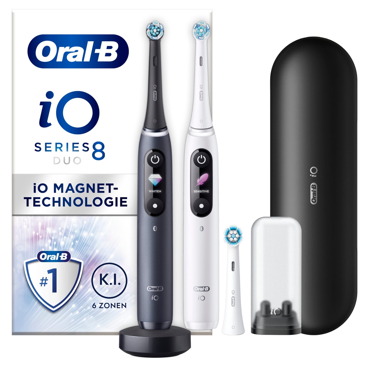 Oral-B iO Series 8 Elektrische Zahnbürste White Alabaster/ Black Onyx mit 2. Handstück