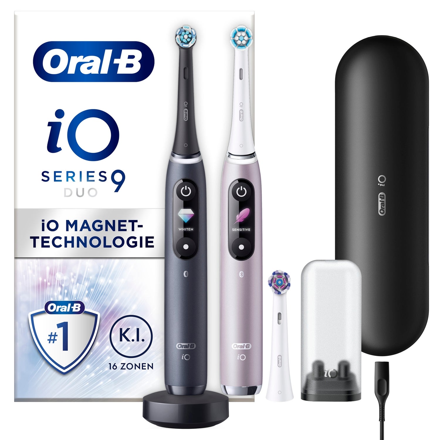 [Zahnarztpraxis-Angebot] Oral-B iO Series 9 Elektrische Zahnbürste Black Onyx/Rose Quarz mit 2. Handstück