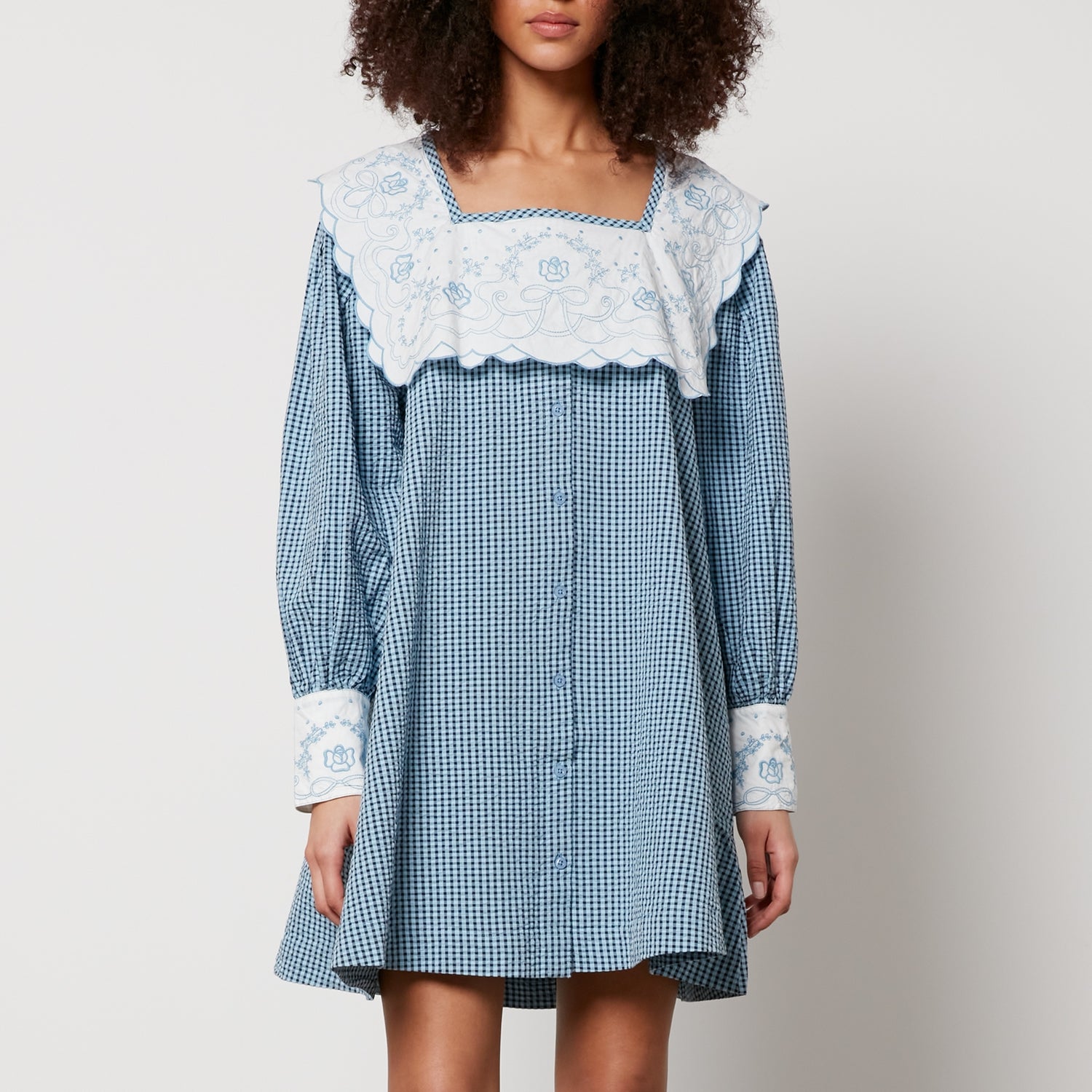 Damson Madder Mala Gingham Organic Cotton Mini Dress