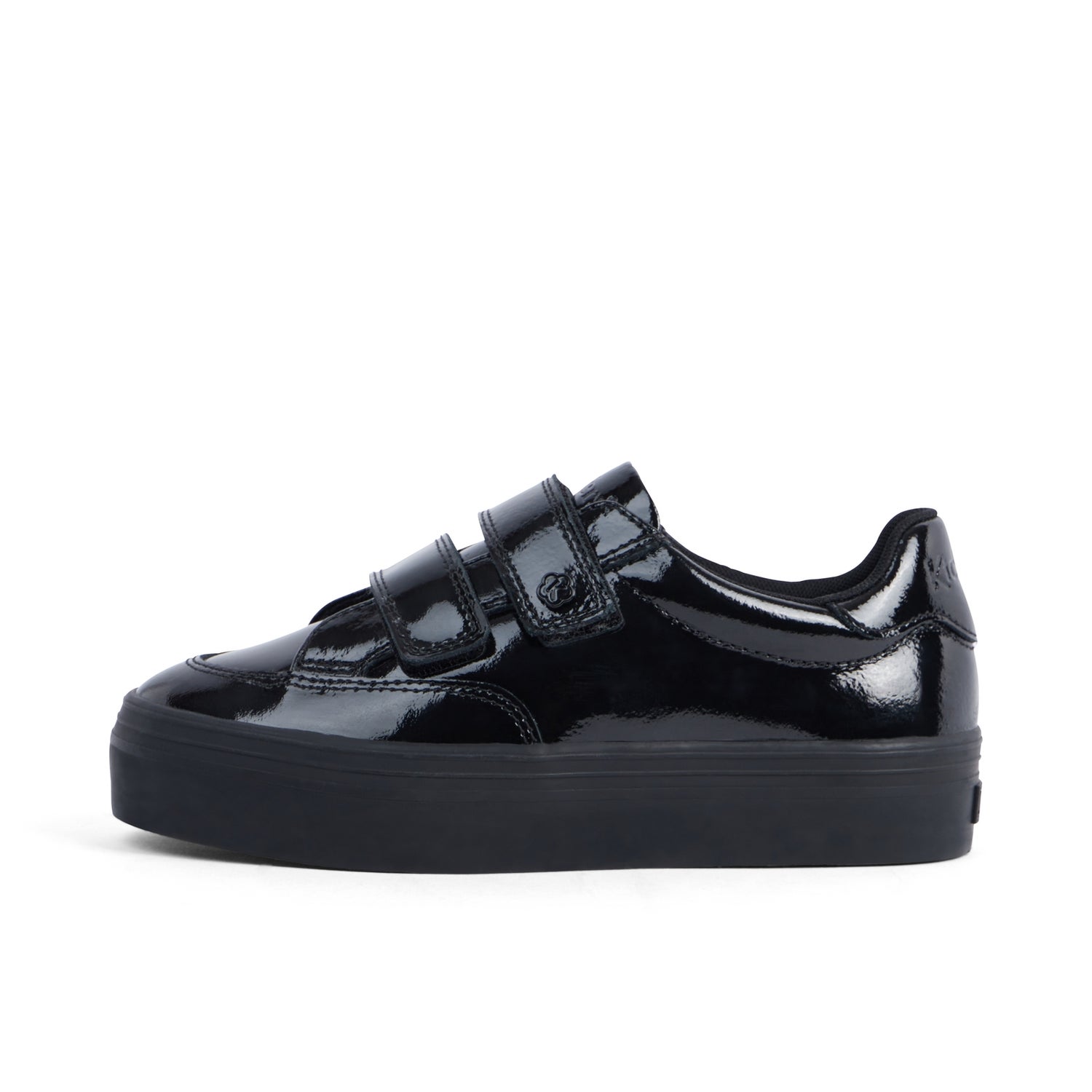 Junior Girls Tovni Stack Lo Vel Patent Leather Black Kickers