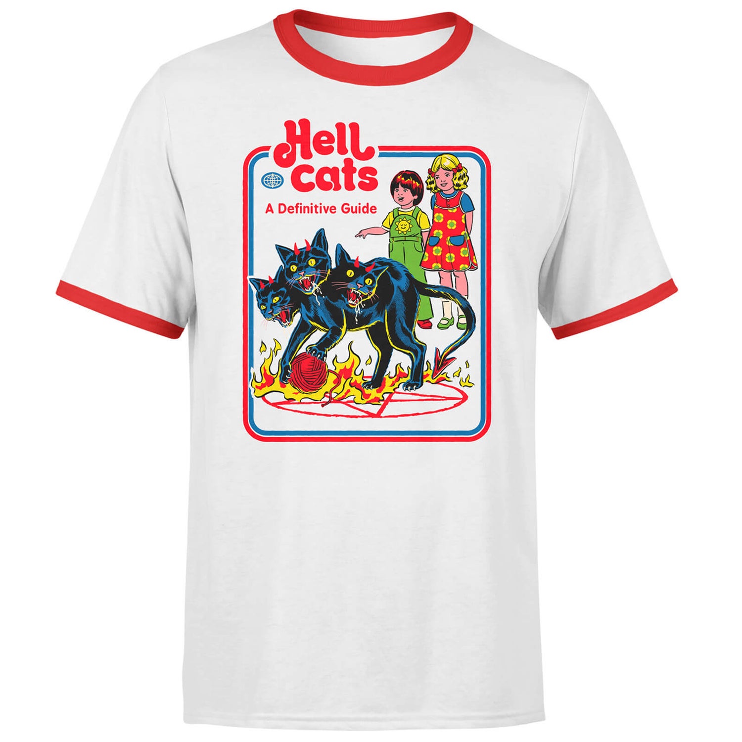 Hell Cats Men's Ringer T-Shirt - White/Red