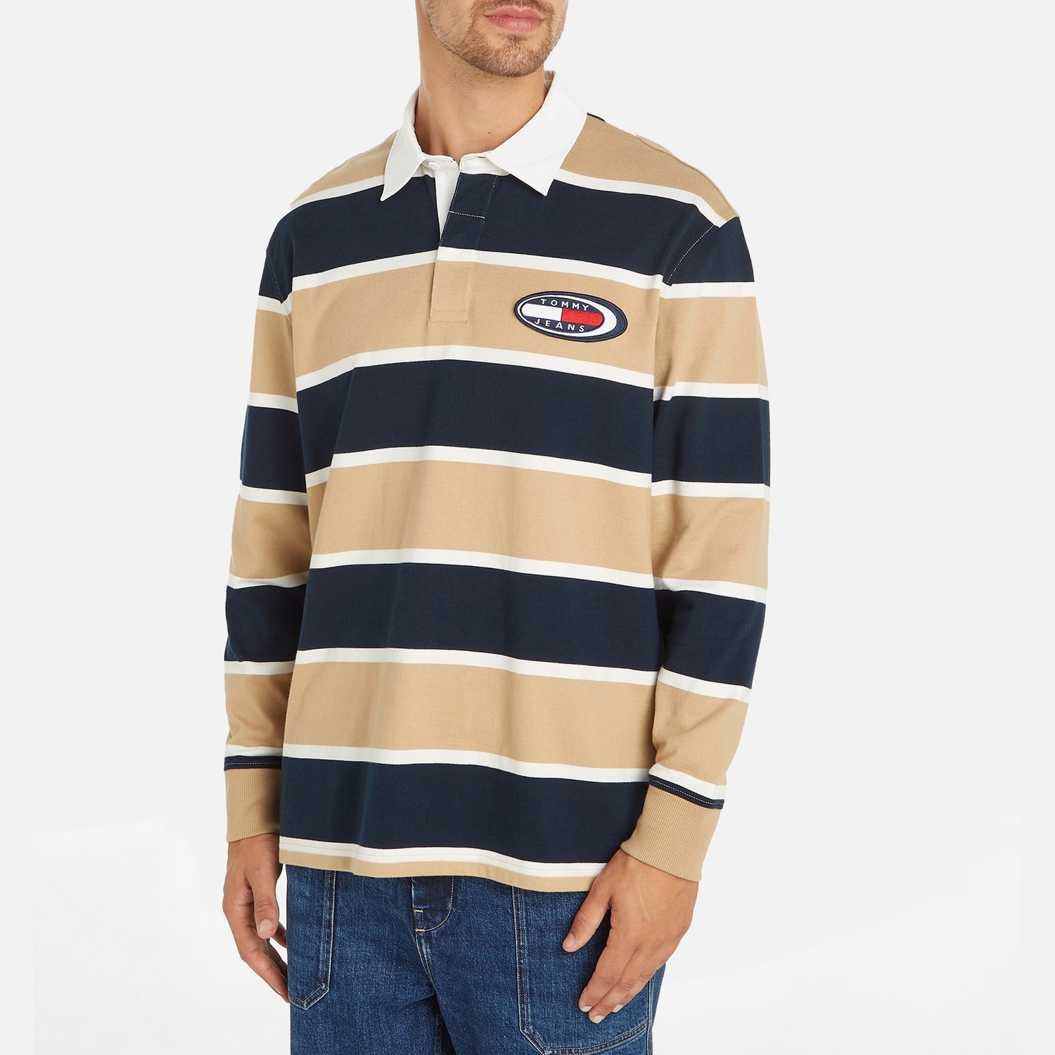 Tommy Jeans Archive Stripe Cotton-Jersey Rugby Top - L