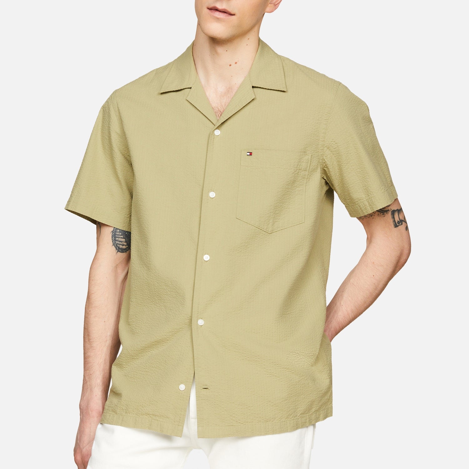 Tommy Hilfiger Solid Cotton-Seersucker Shirt - S