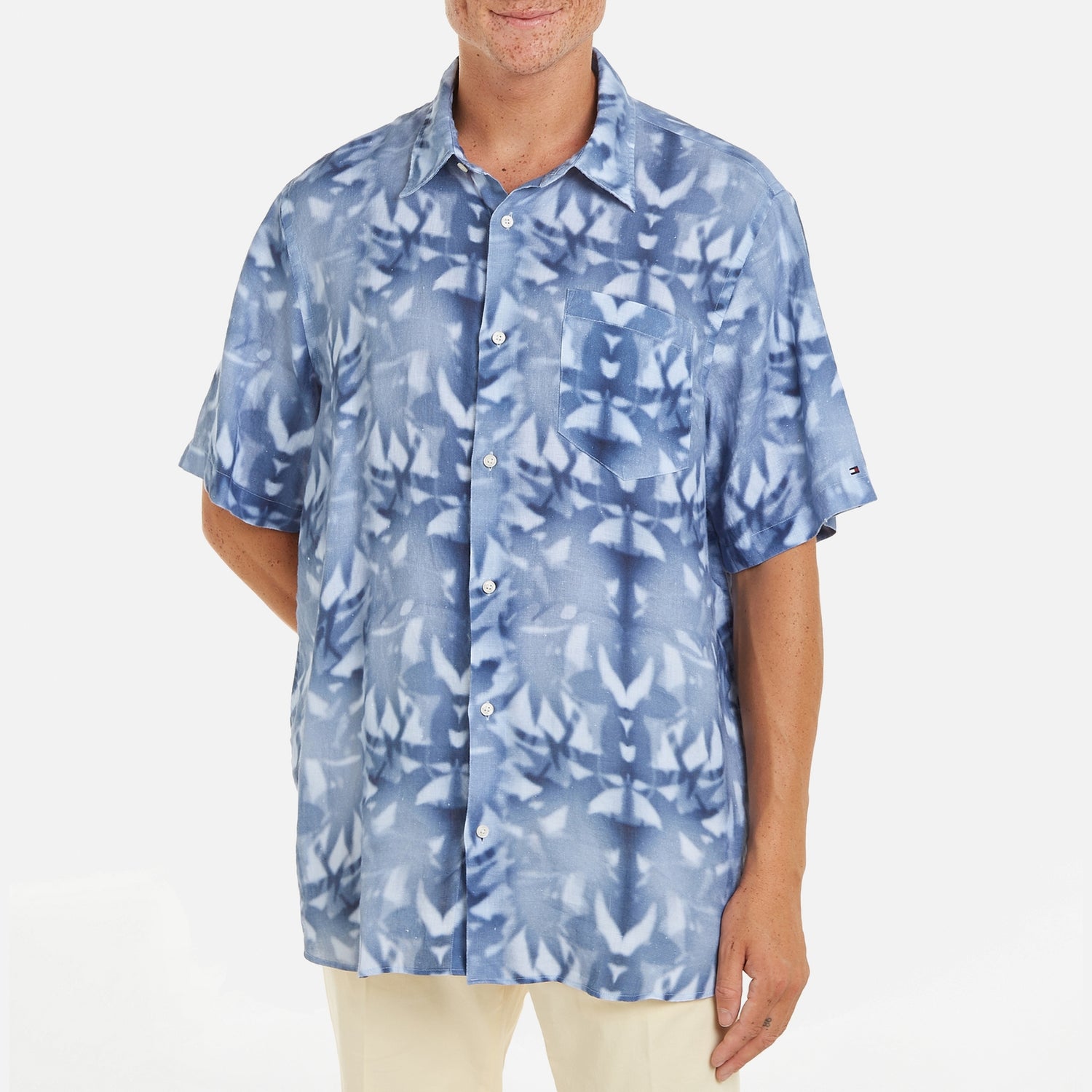 Tommy Hilfiger Small Palm Print Linen Shirt - S