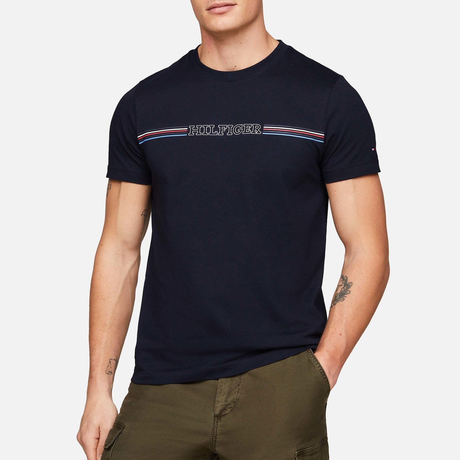 Tommy Hilfiger Striped Logo Cotton T-Shirt - S