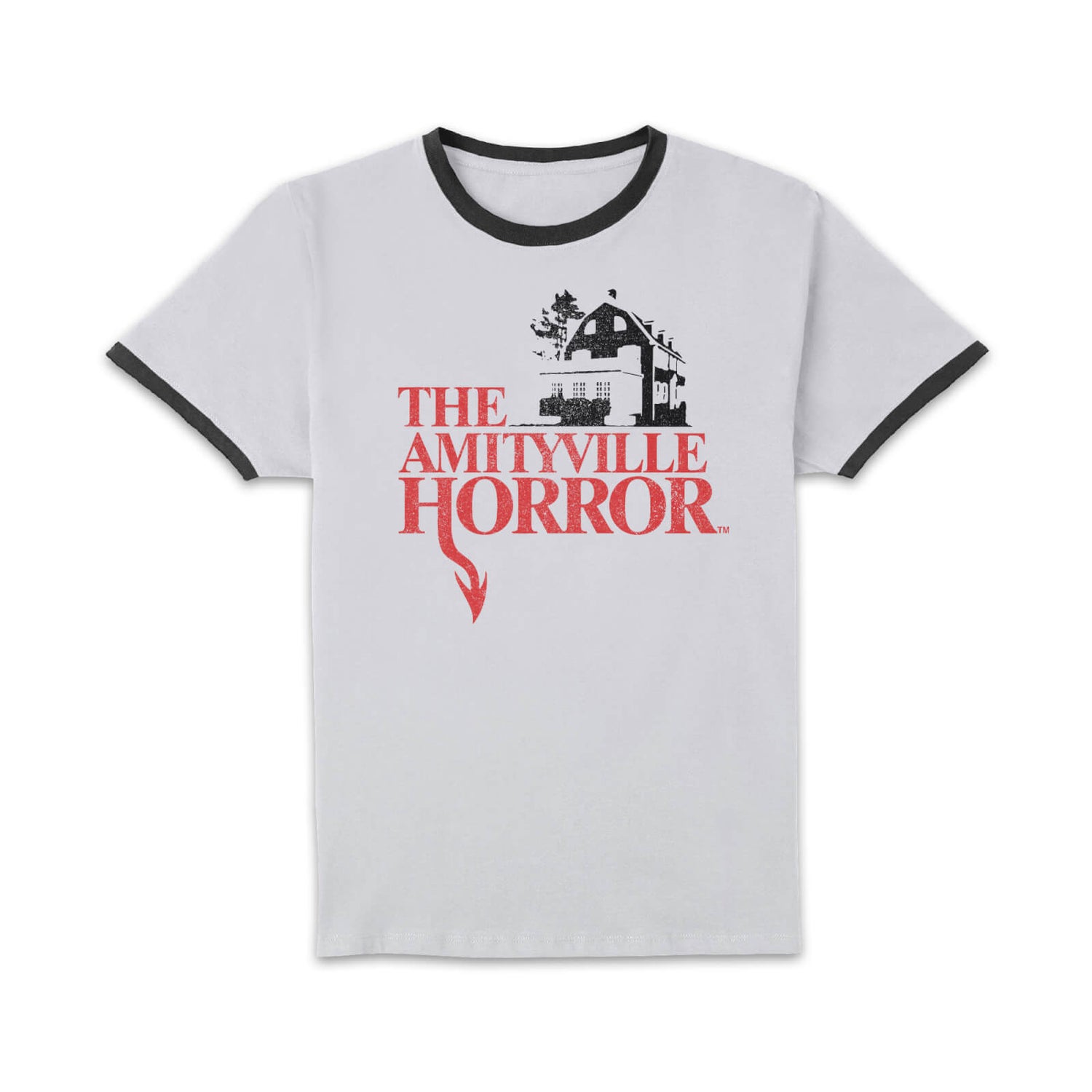 The Amityville Horror Vintage Logo Unisex Ringer T-Shirt - White/Black