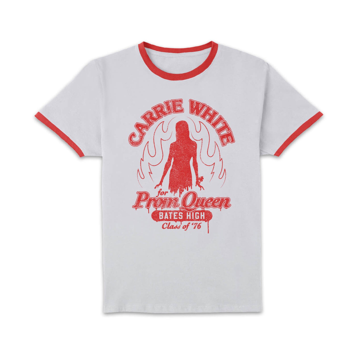 Carrie Carrie White For Prom Queen Unisex Ringer T-Shirt - White/Red