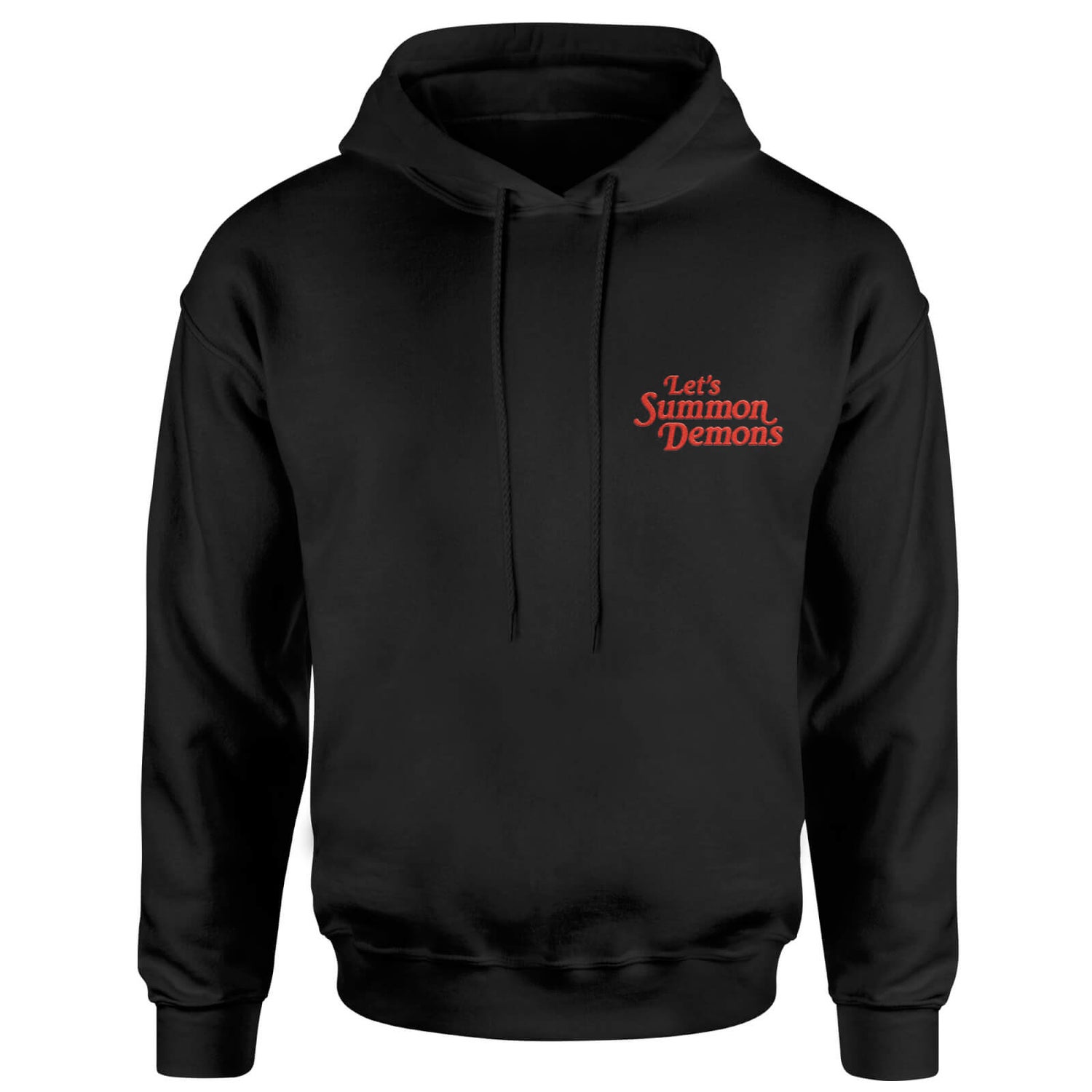 Let's Summon Demons Embroidered Front With Back Print Hoodie - Black