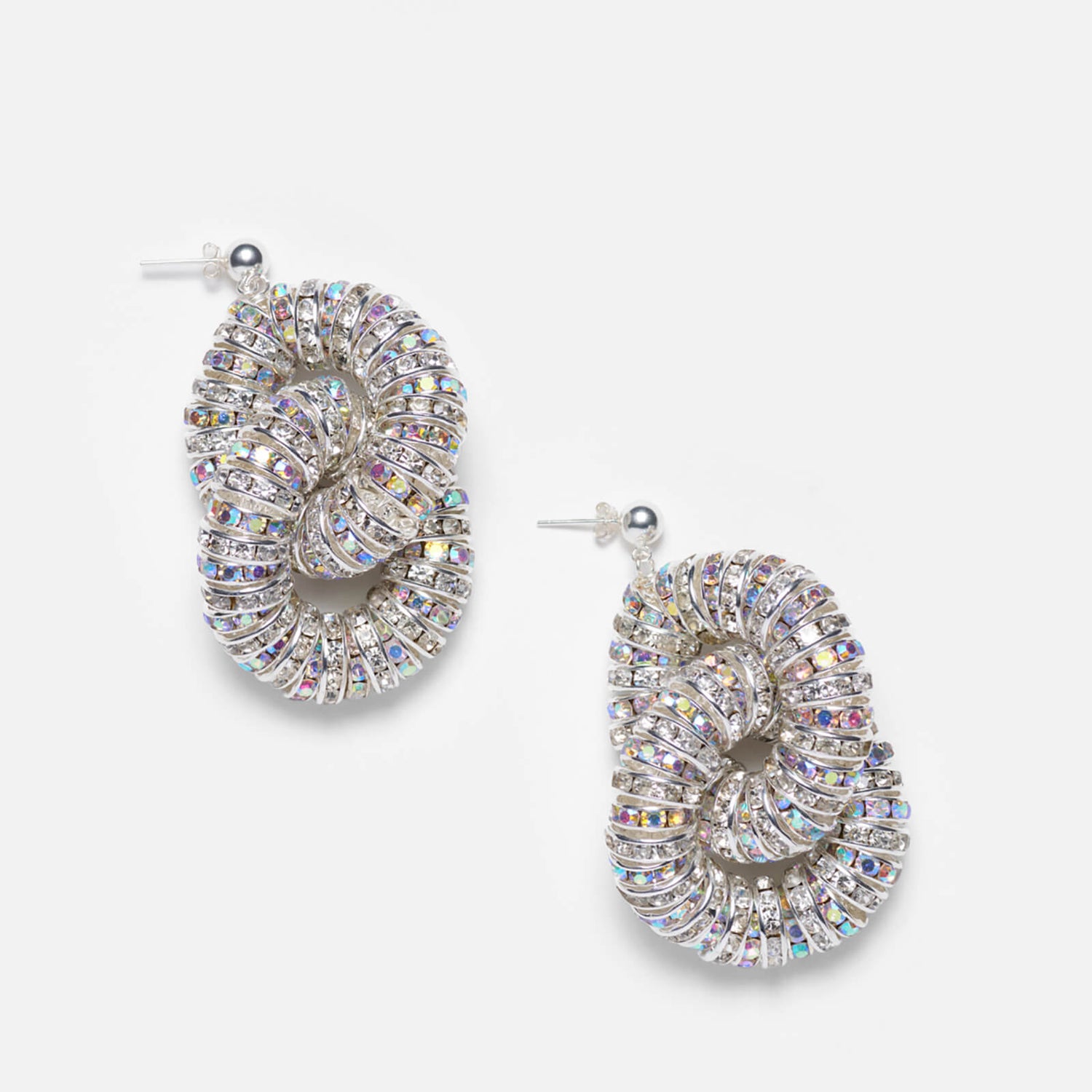 Pearl Octopuss.y Tire Statement Silver-Plated Crystal Earrings