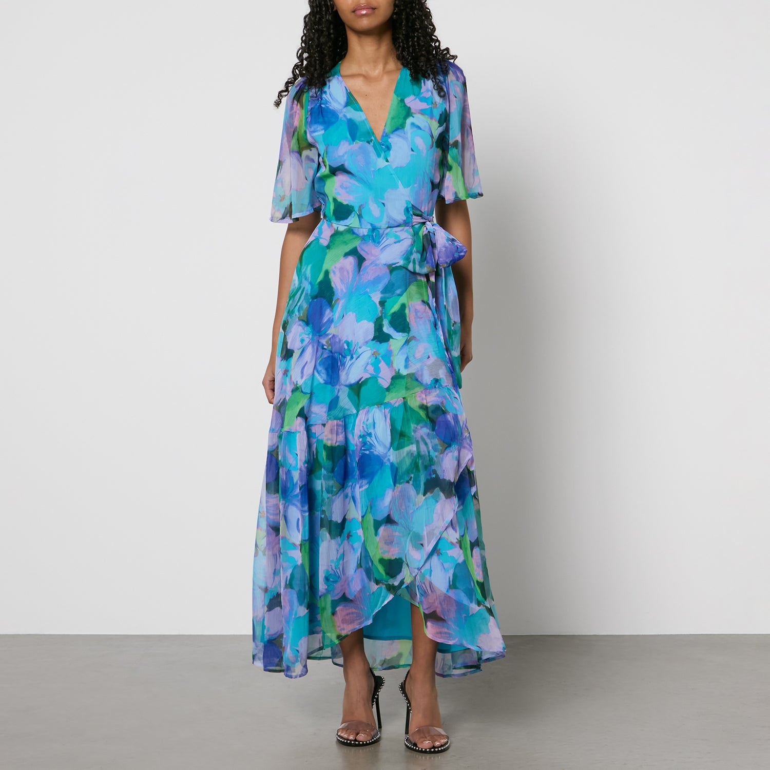 Hope & Ivy Everleigh Floral-Print Chiffon Wrap Maxi Dress - UK 14