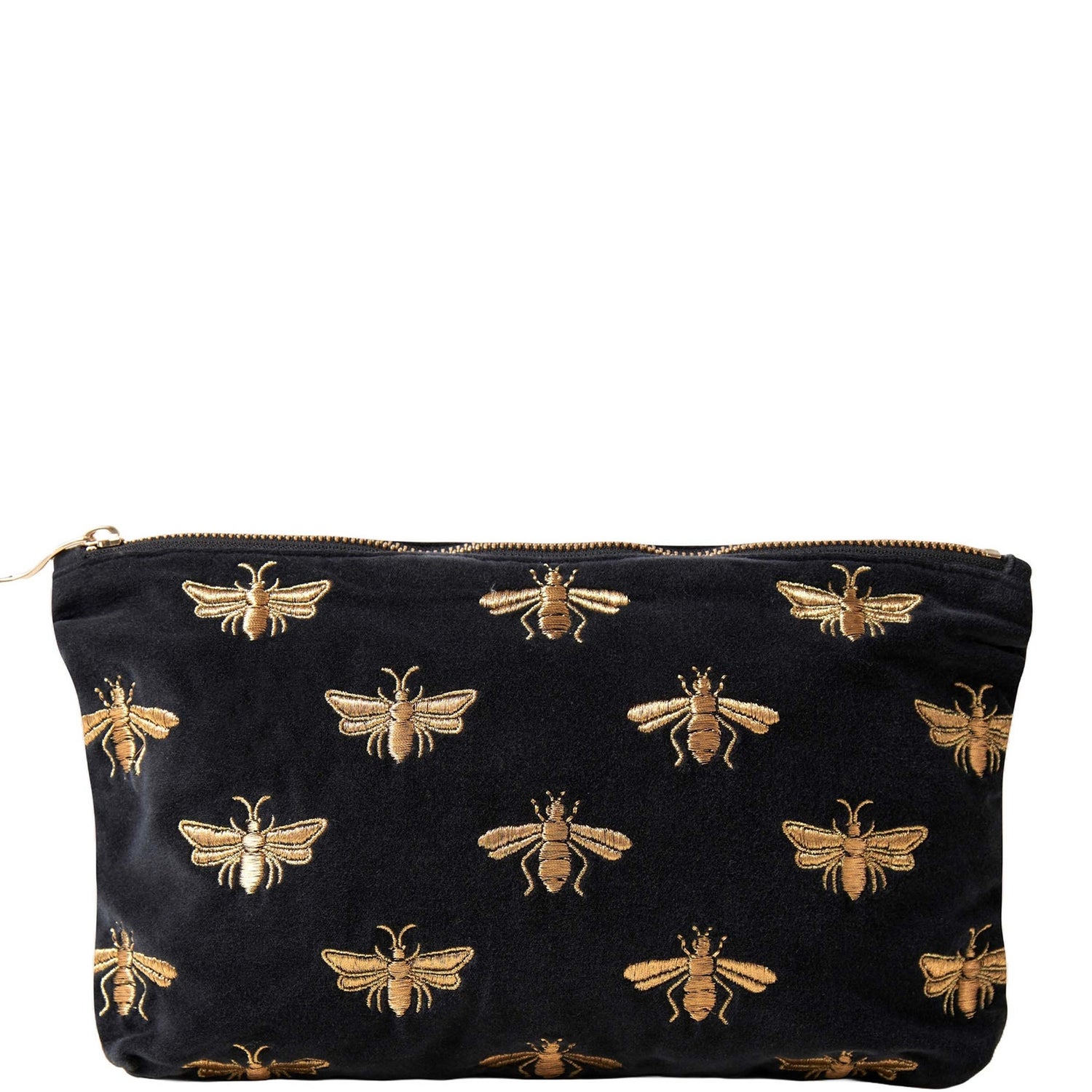 Elizabeth Scarlett Honey Bee Charcoal Velvet Everyday Pouch