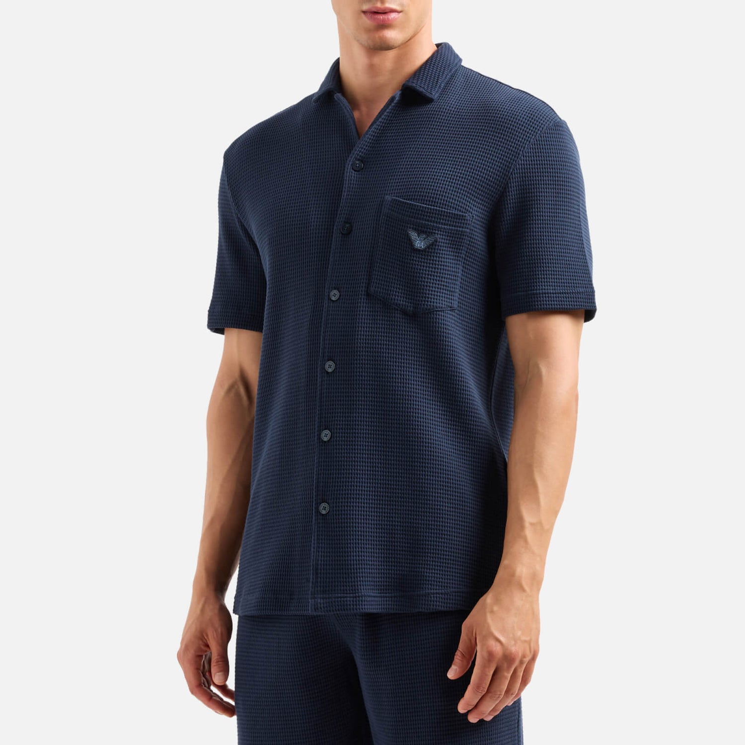 Emporio Armani Bodywear Cotton-Waffle Polo Shirt