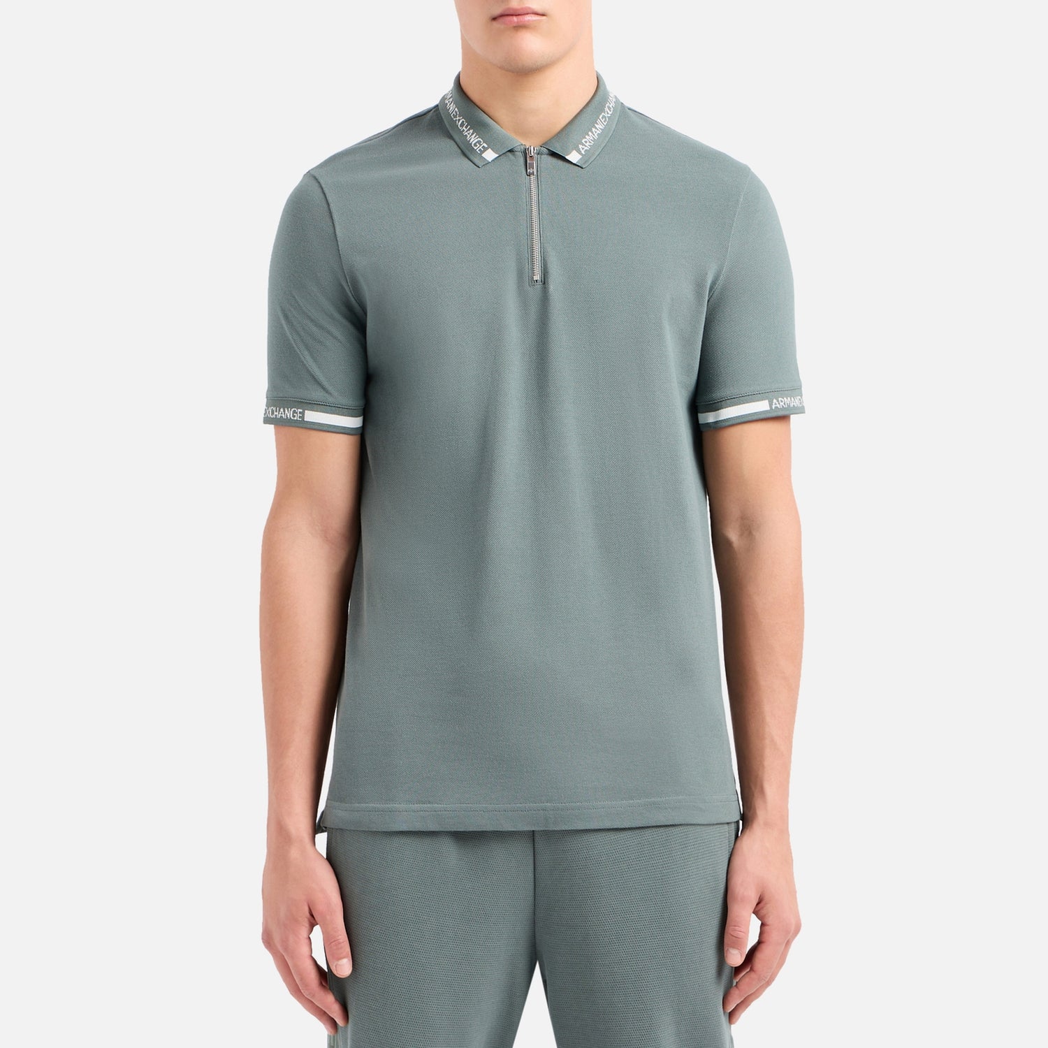 Armani Exchange Zip Neck Cotton Polo Shirt - S