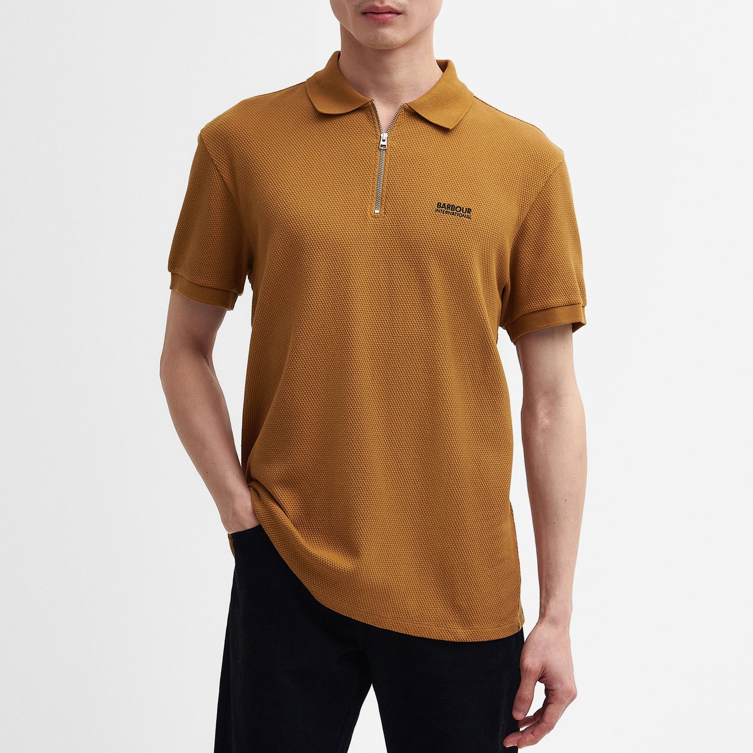 Barbour International Albury Texture Cotton Polo Shirt - M