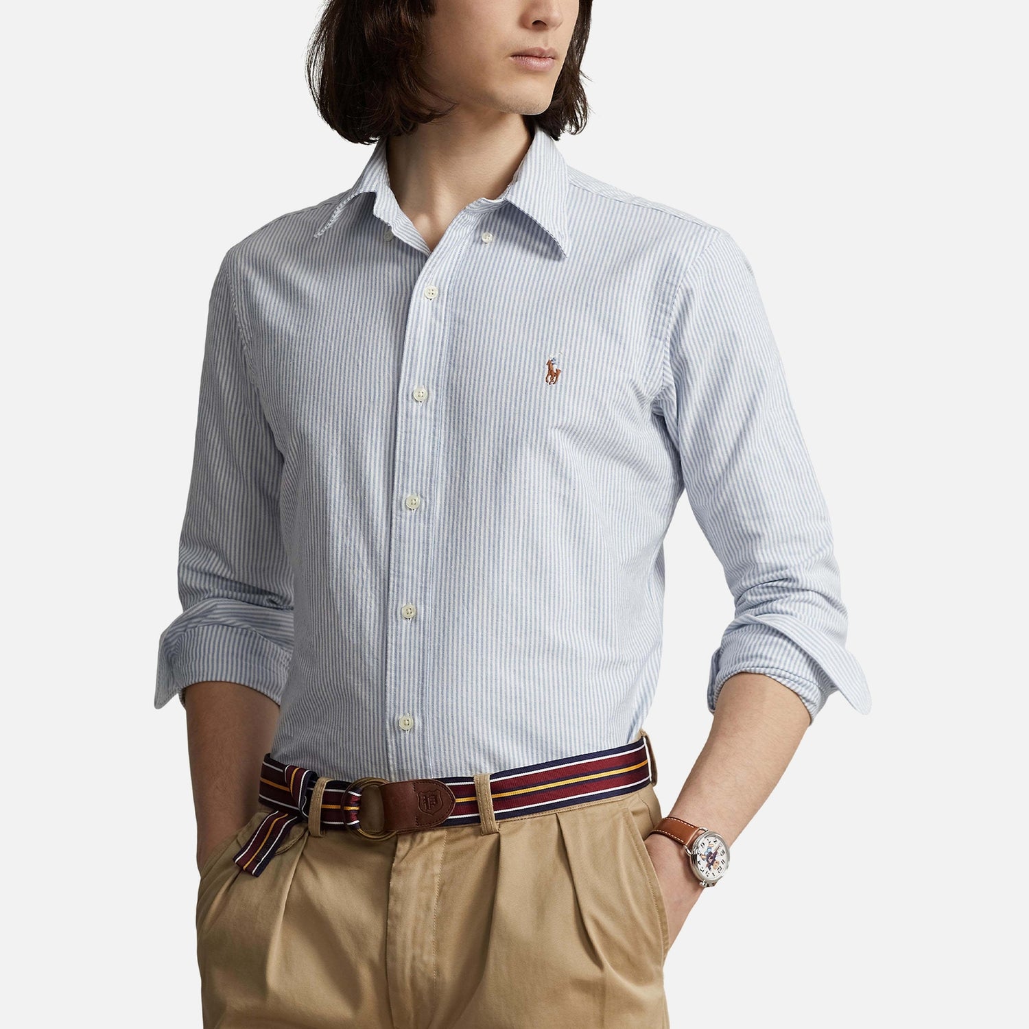 Polo Ralph Lauren Custom-Fit Oxfordhemd - Blue/White Stripe - M